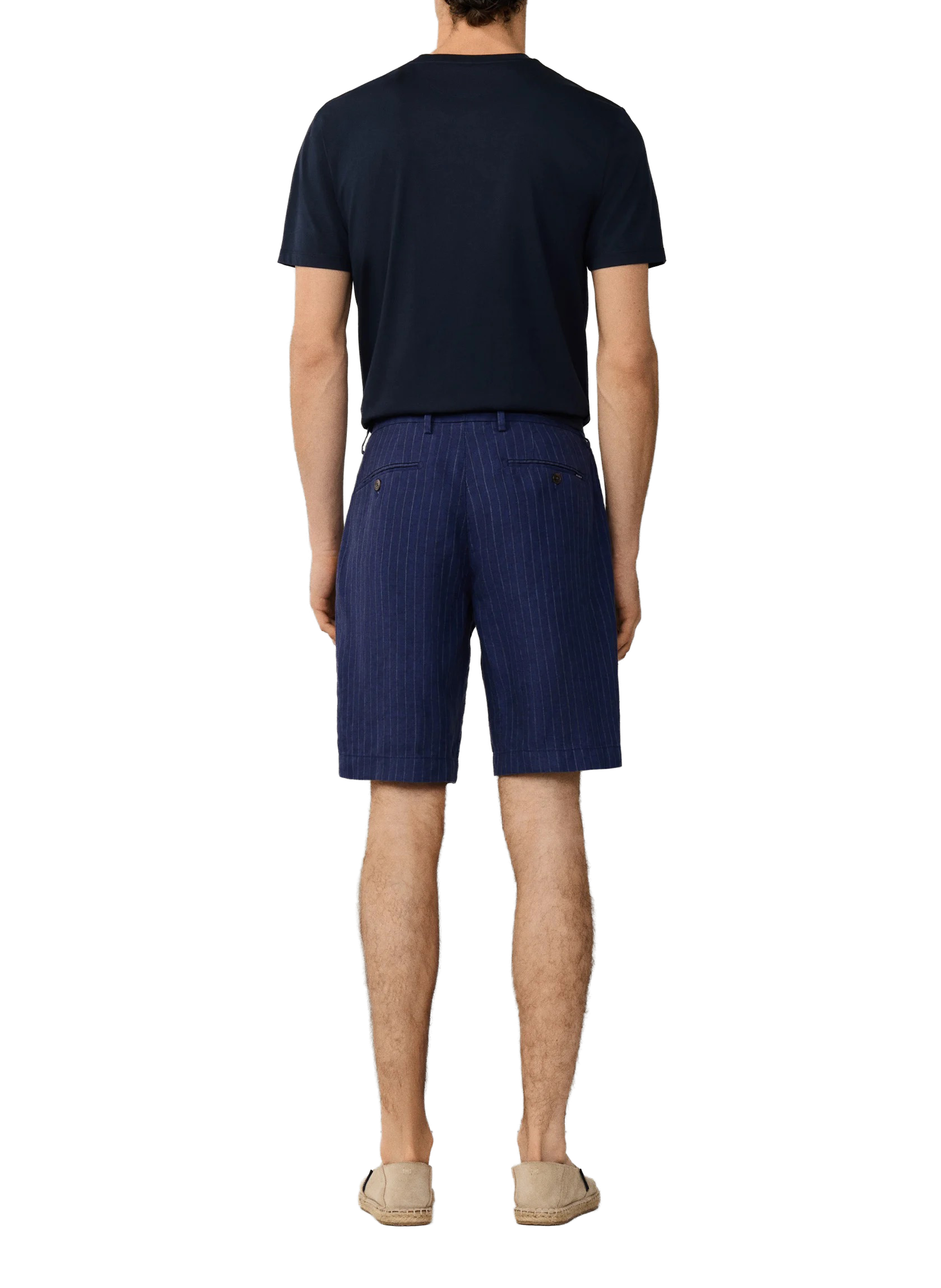 Short droit rayé en lin HACKETT Bleu