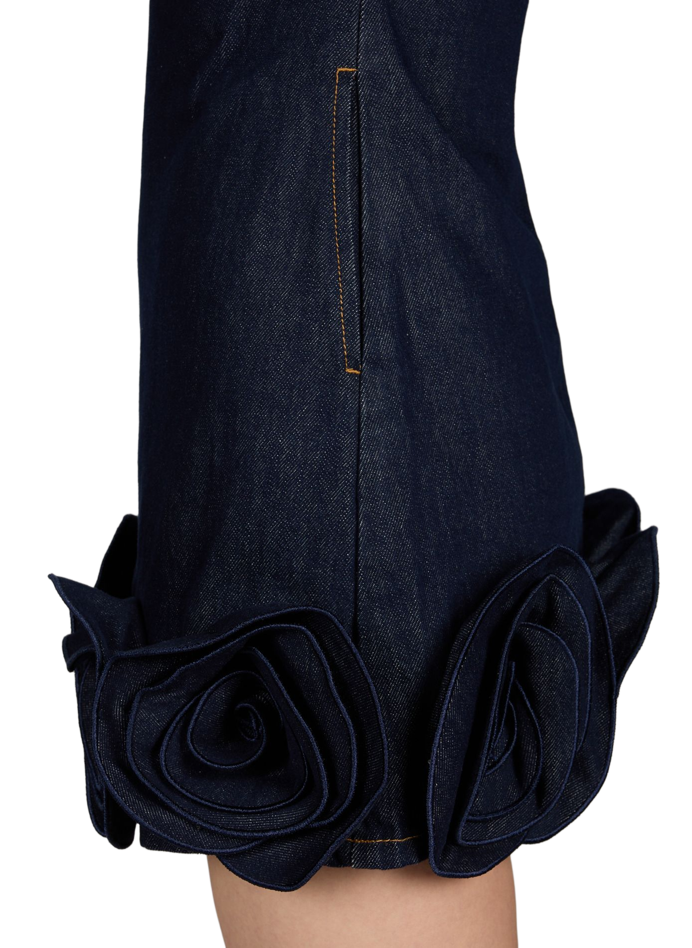 Robe courte ajustée à fleurs en denim brut SELF PORTRAIT Bleu