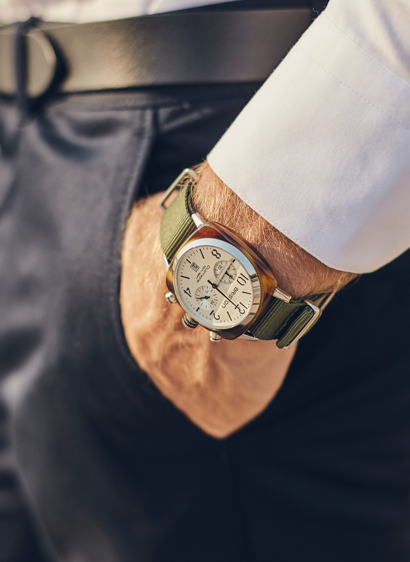 Montre Clubmaster Classic Chrono en nylon BRISTON Noir