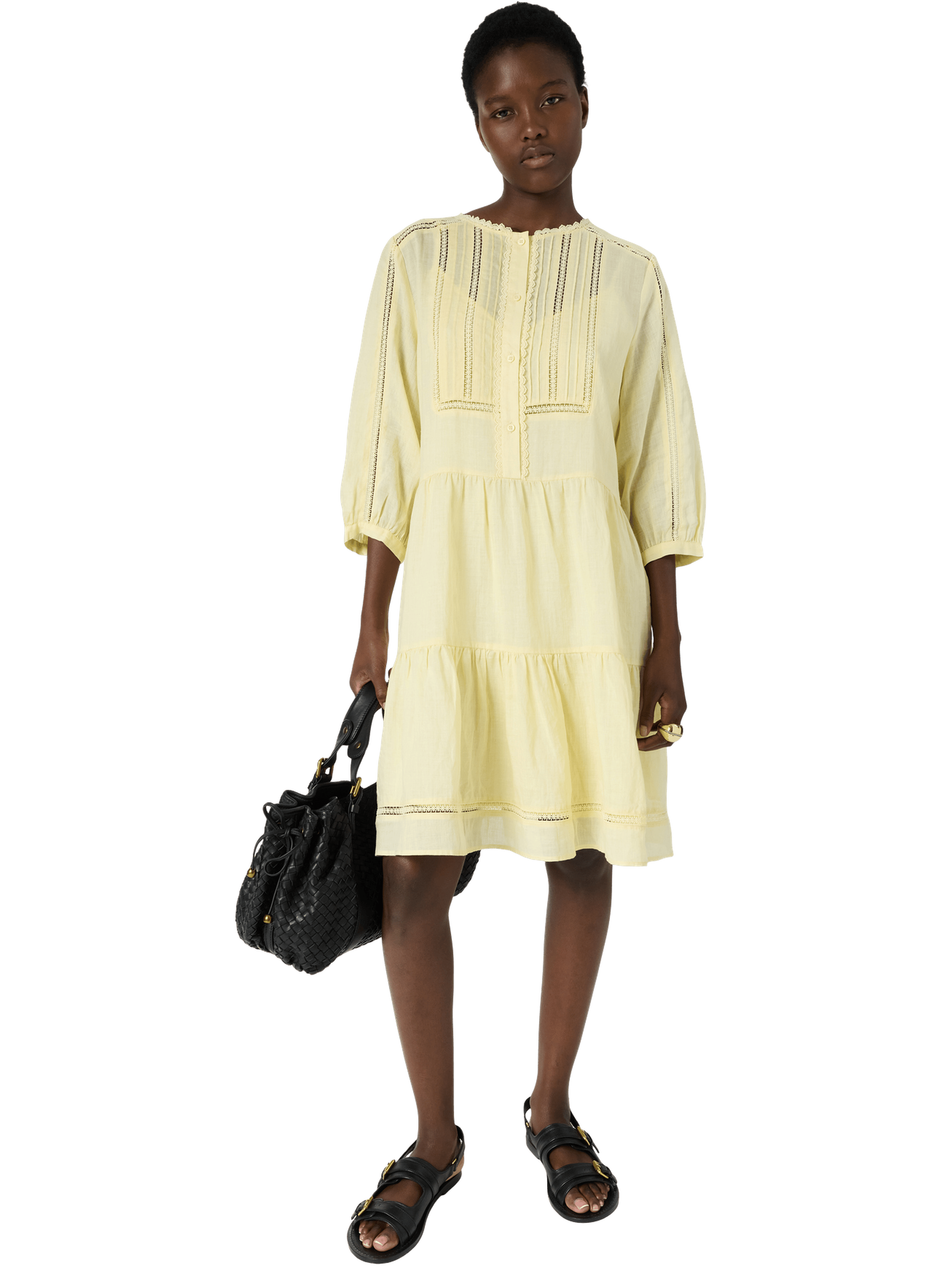 Robe courte et droite à dentelle - riane GERARD DAREL Jaune