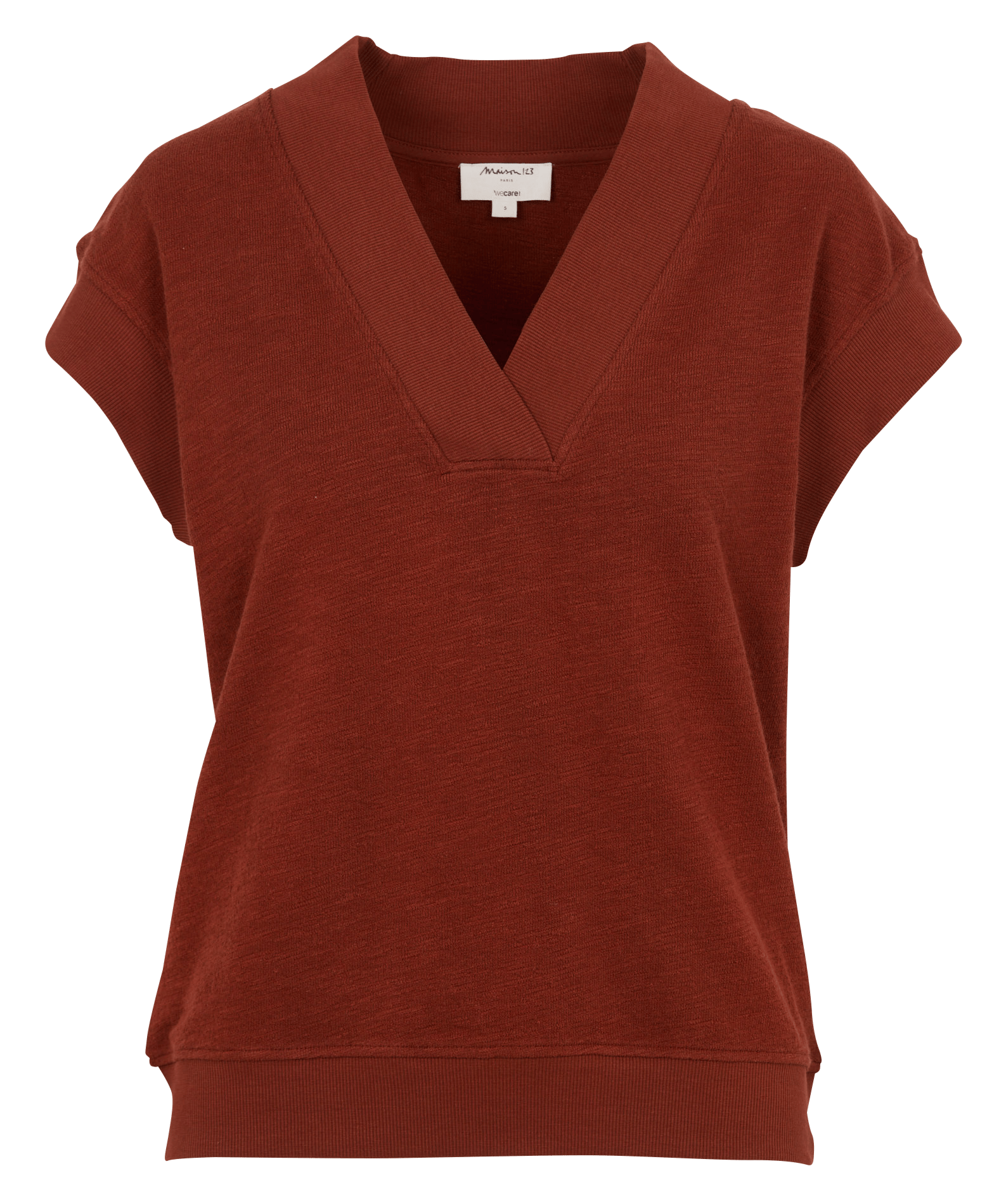 Sweat droit col v en coton lys MAISON 123 Rouge
