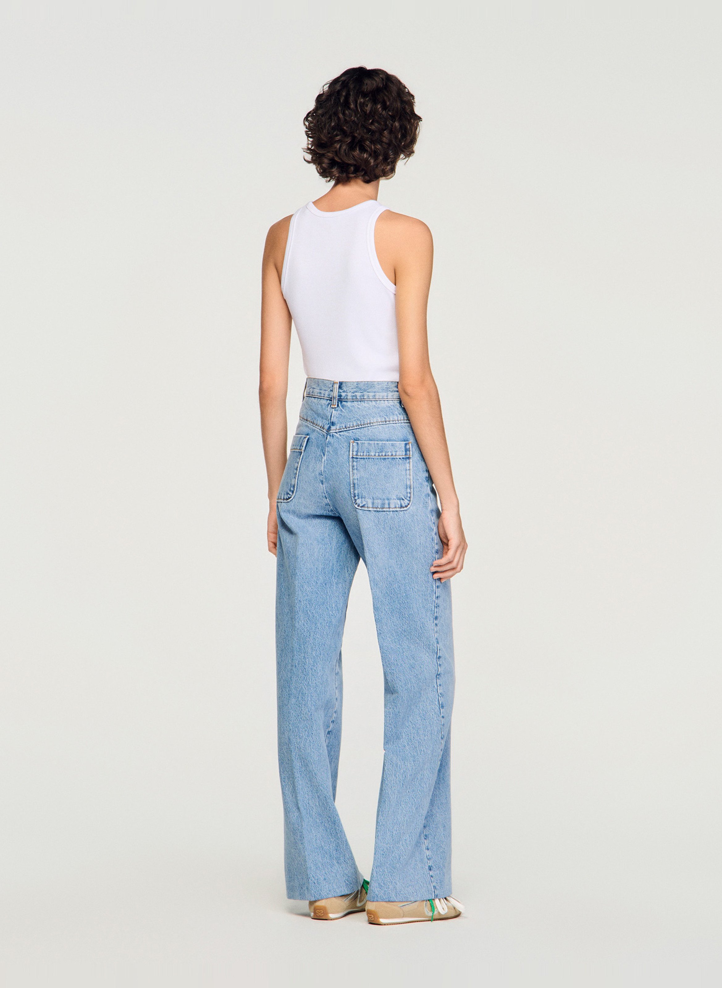 Jean droit en coton délavé SANDRO Bleu