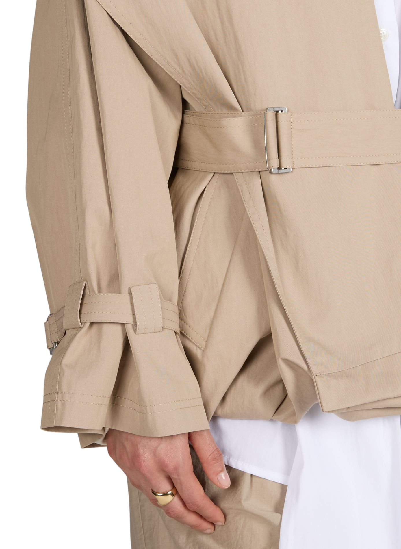 Jacket with belt in mixed cotton MAGDA BUTRYM Beige