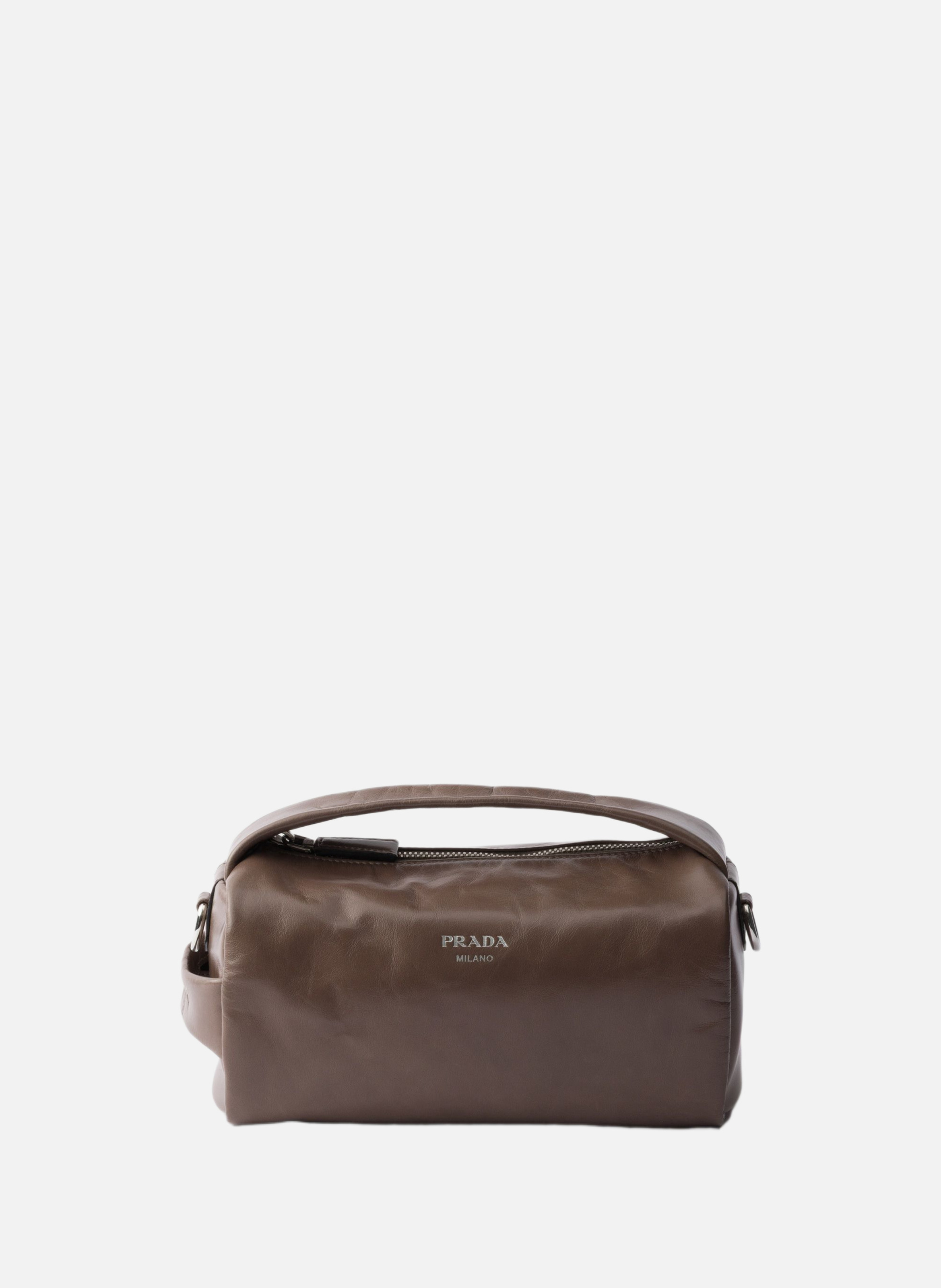 Sac à bandoulière en cuir PRADA Gris