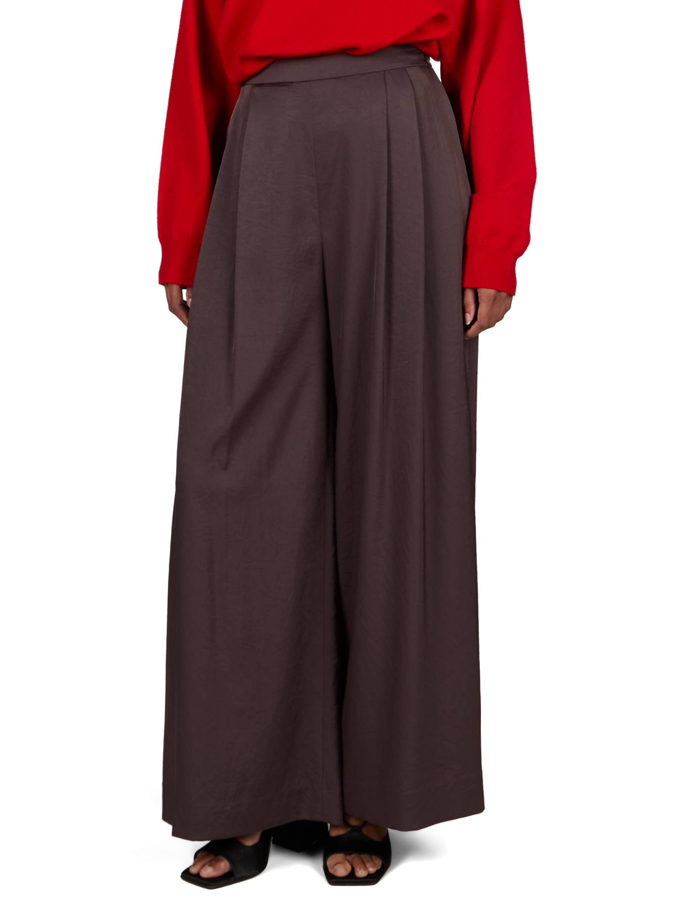 Satin Wide Leg Pants R2W Brown