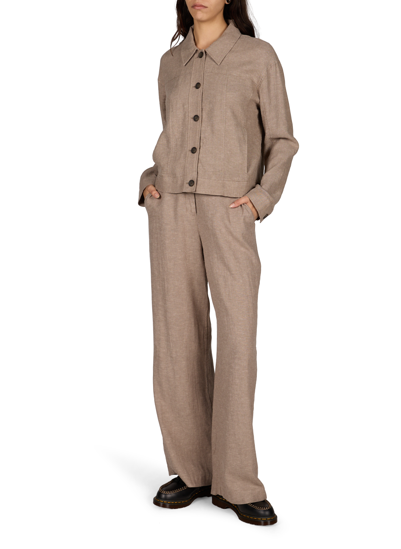 Viana Ginia round-neck linen jacket MSCH Brown