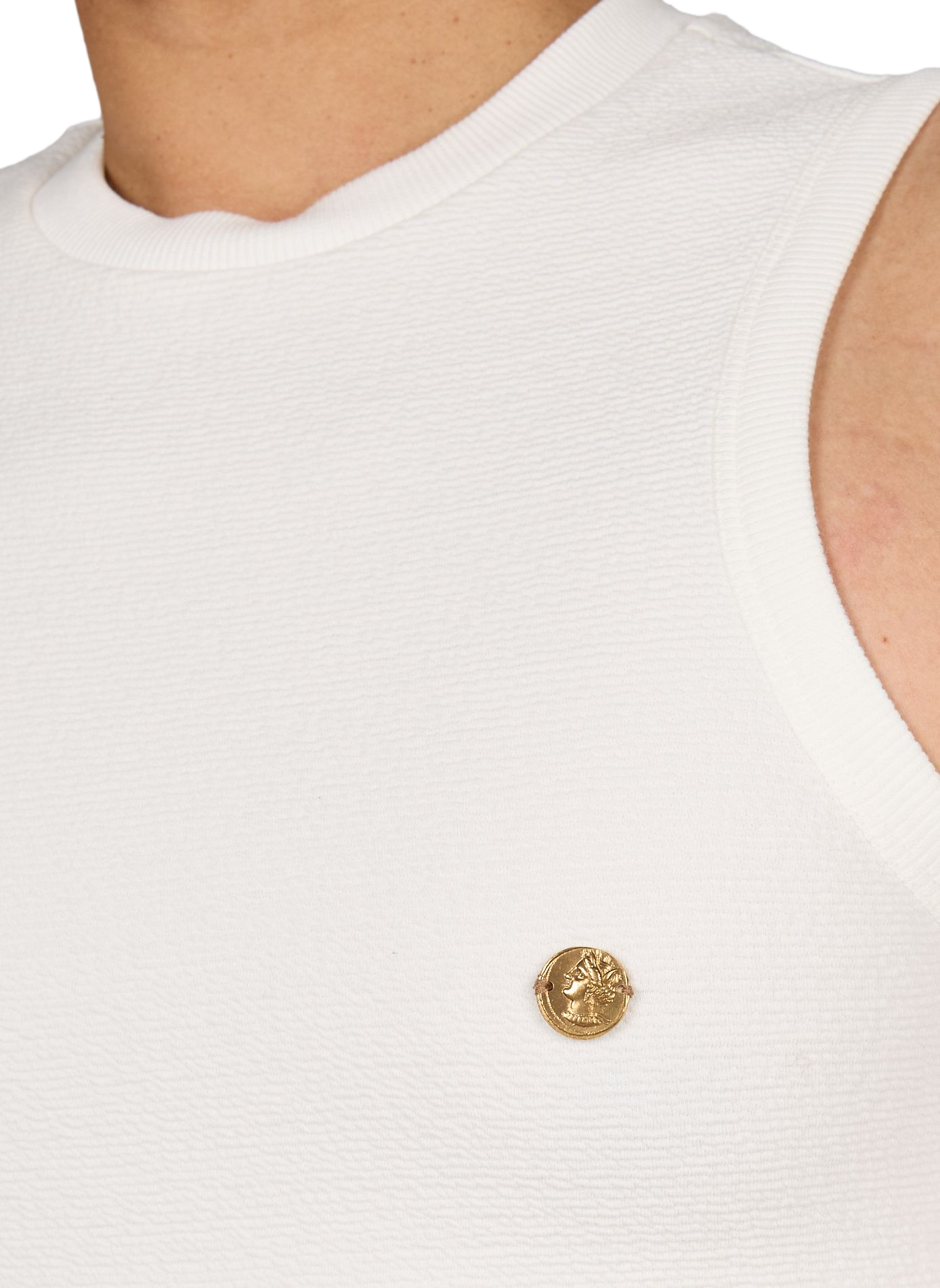 Textured round neck tank top SEAN SUEN White