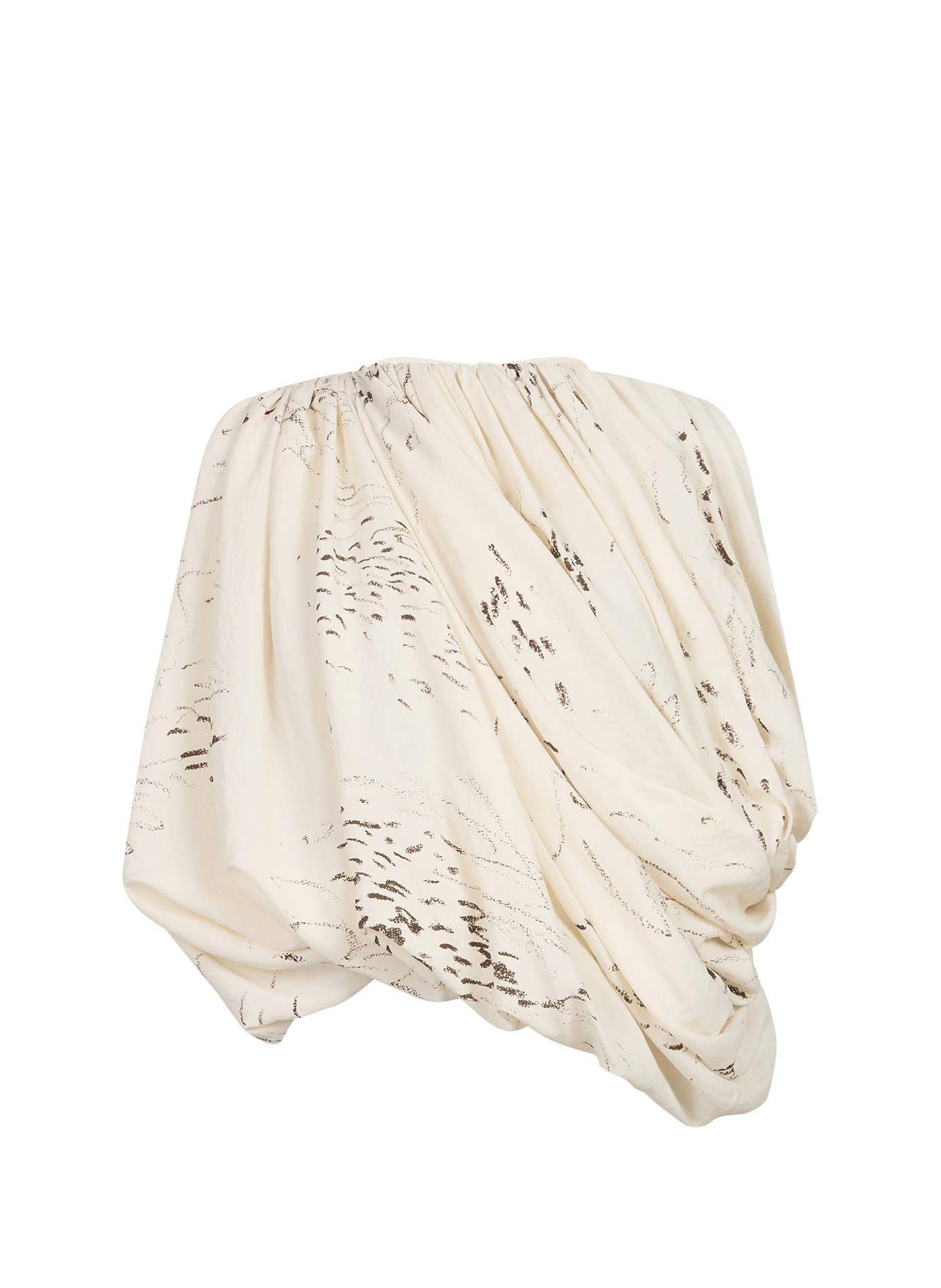 Asymmetrisches Top mit gemustertem Seidenmix LAMRONS Beige