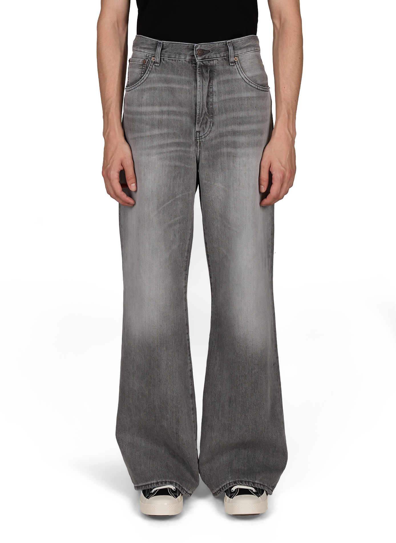 Jeans dritti effetto lavato in misto cotone ACNE STUDIOS Grigio