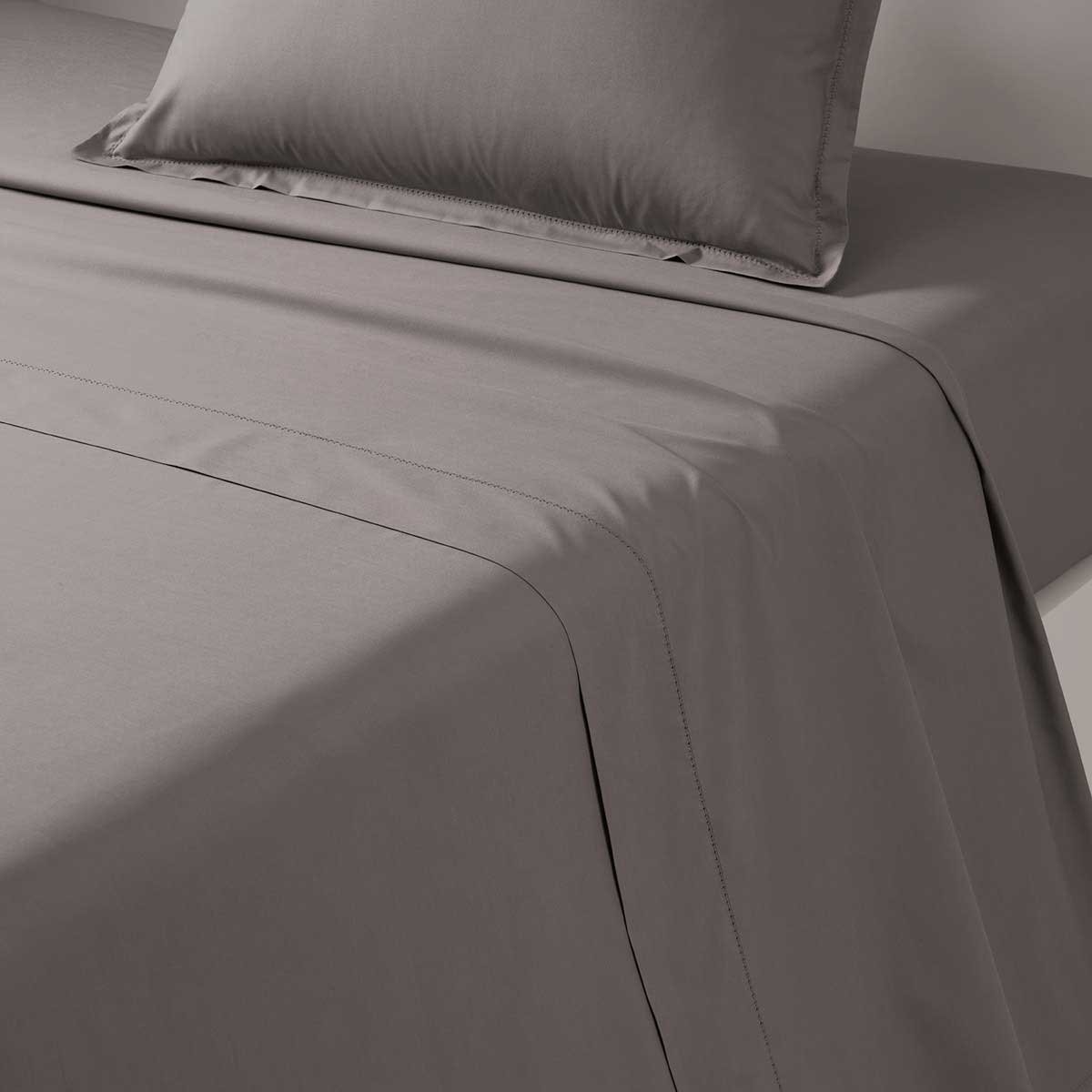 Drap plat en percale de coton, alcove DESFORGES Gris