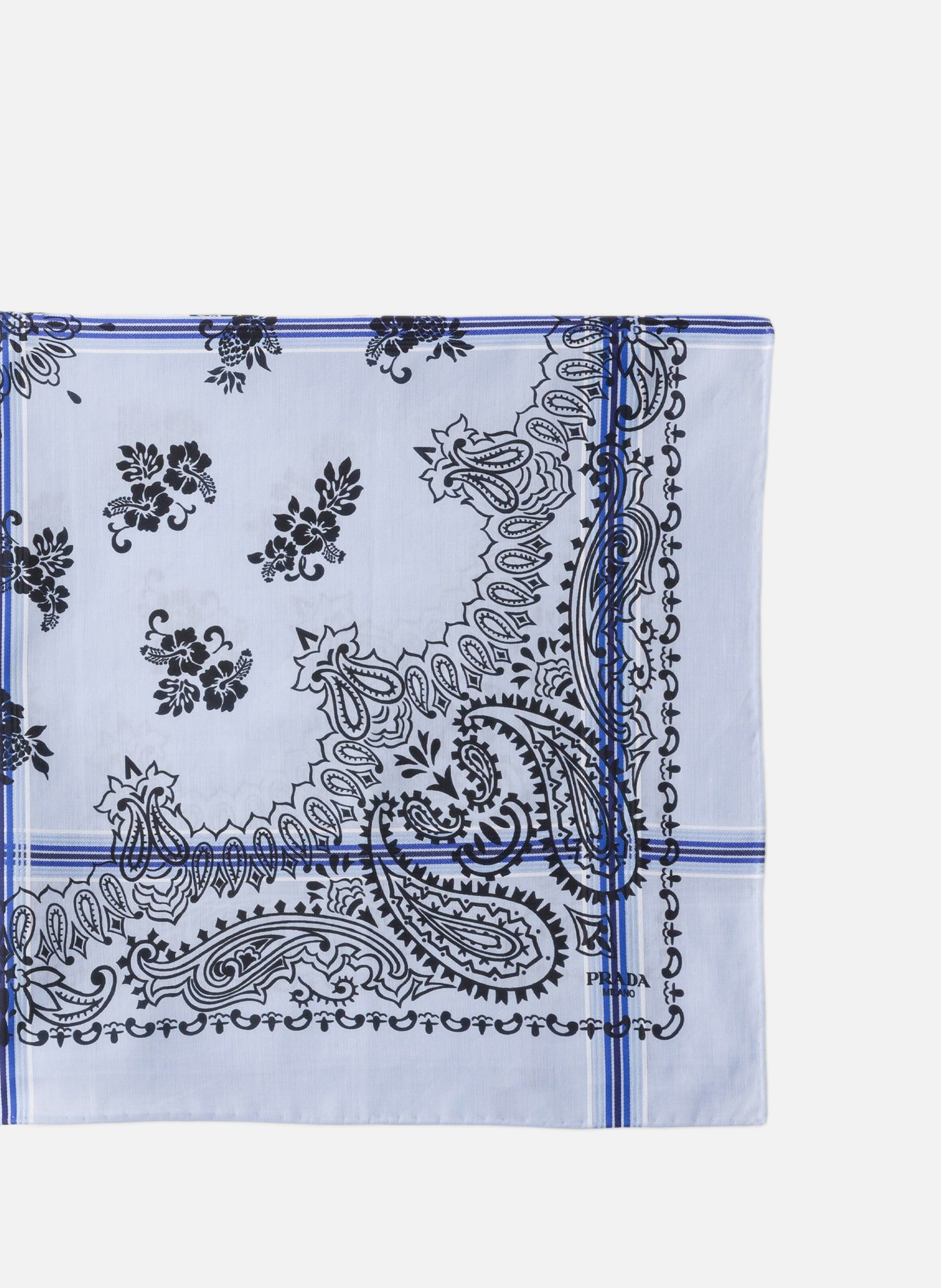 Foulard en coton imprimé 65 PRADA Bleu