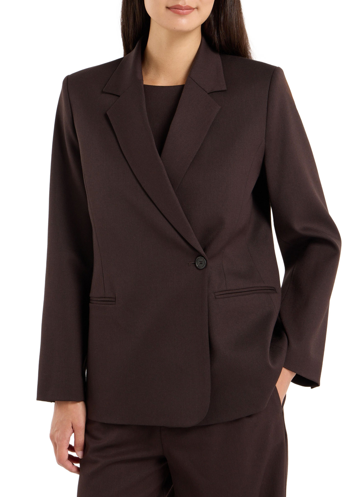 Veste col tailleur en laine mélangée SAISON 1865 Marron