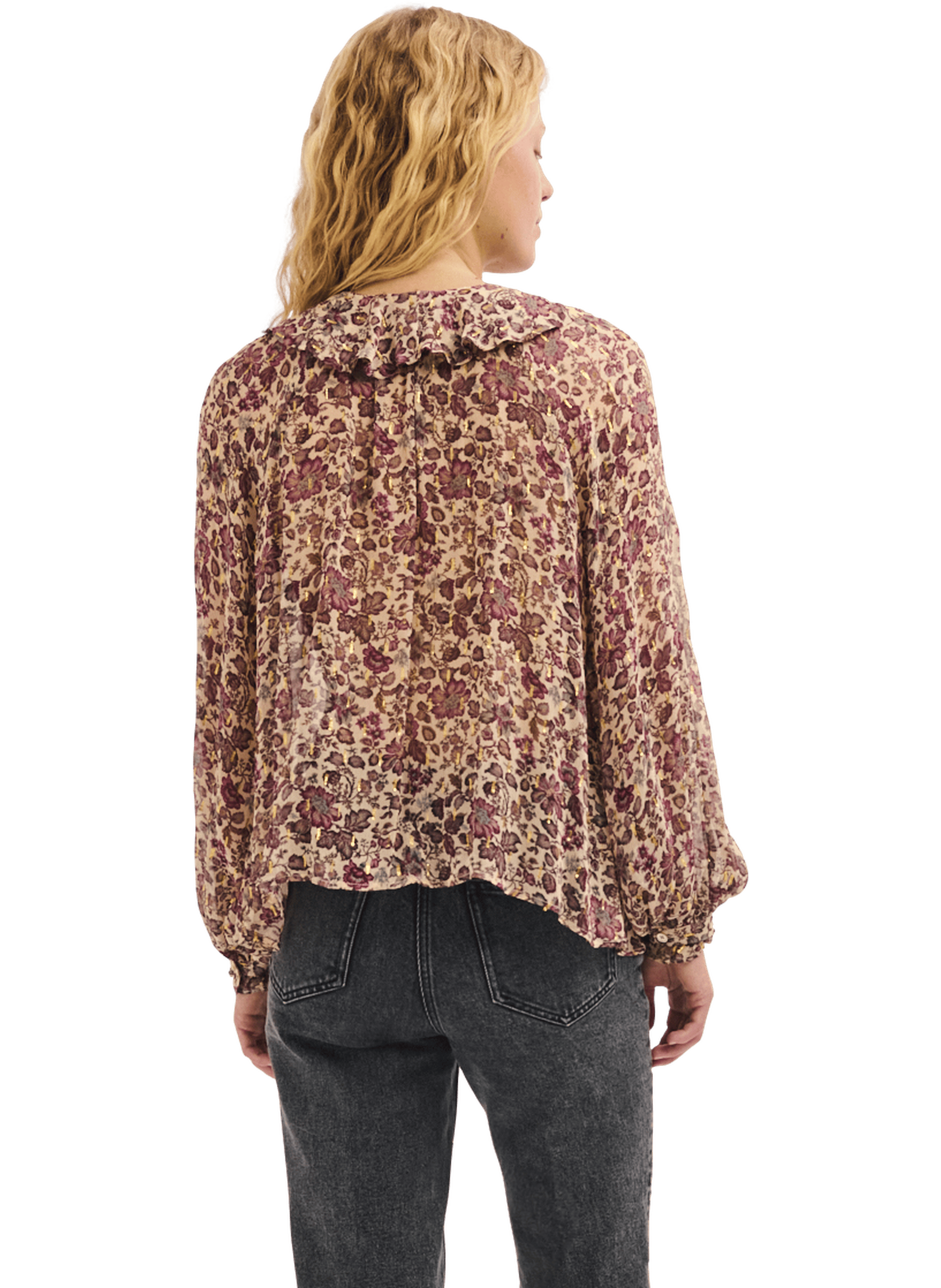 Chemise fleurie à volants - louelle PABLO Beige