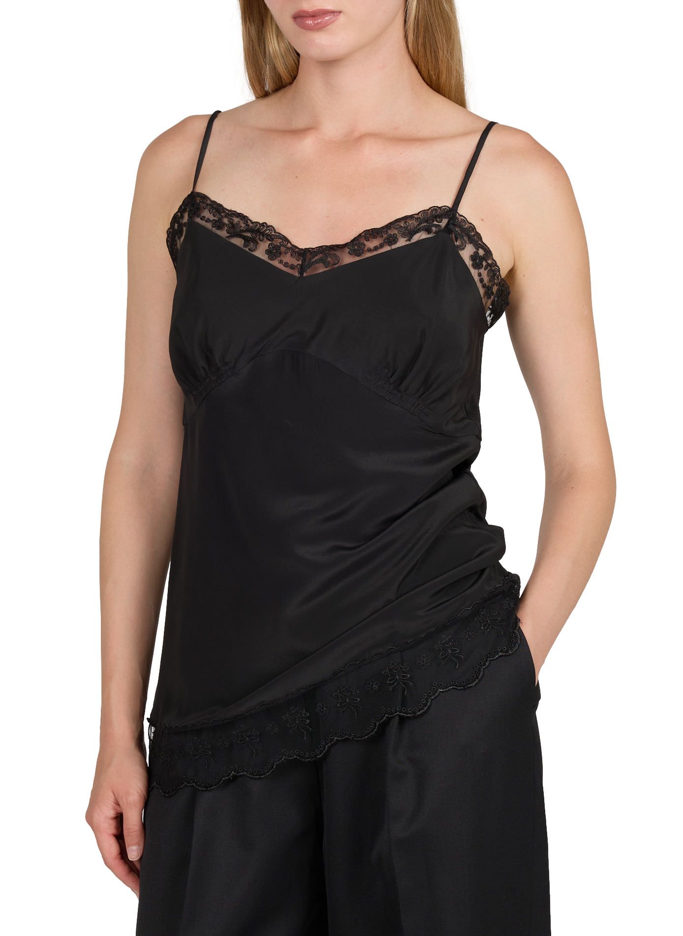 Top satin camisole with lace insert SIMONE ROCHA Black