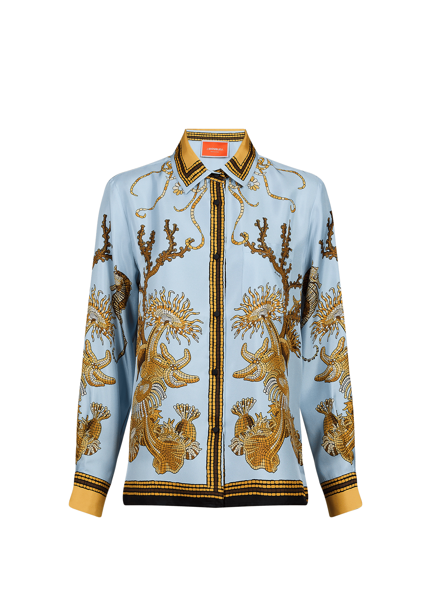 Straight silk printed shirt LA DOUBLEJ Blue