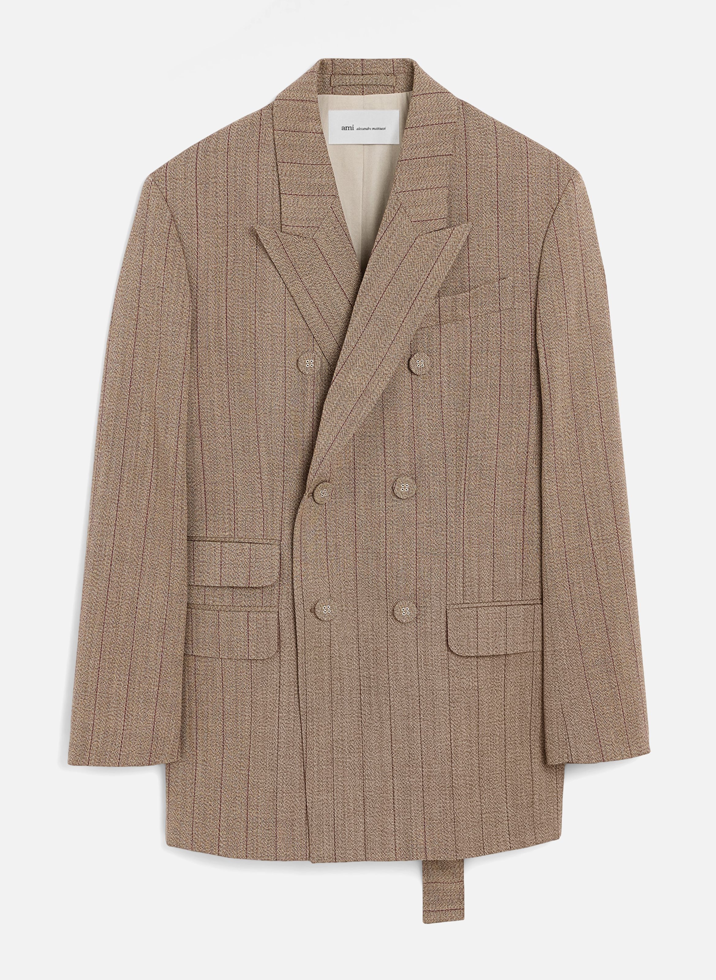Veste rayée double boutonnage en laine AMI PARIS Marron