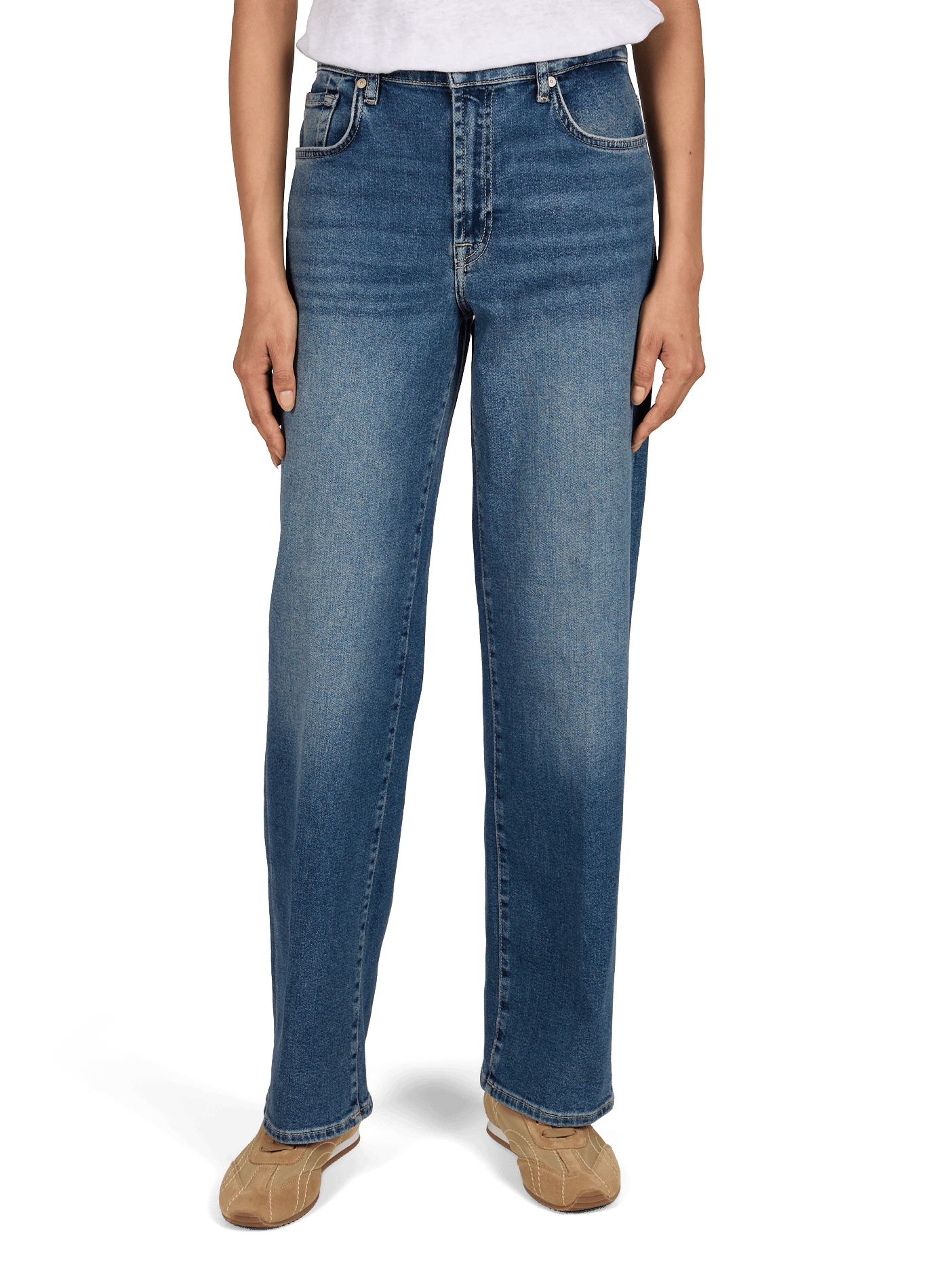 Straight Cropped Stovepipe Jeans in Cotton Blend 7 FOR ALL MANKIND Blue