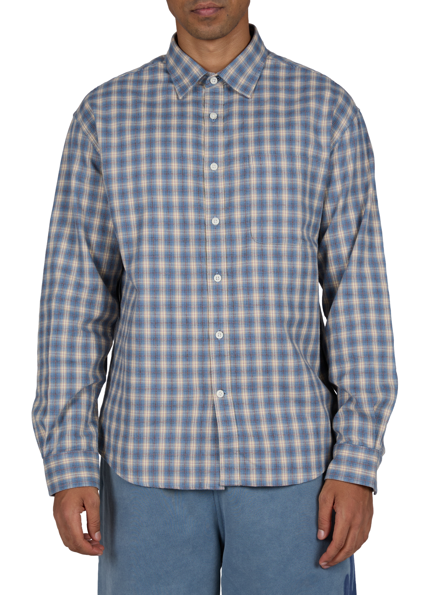 Chemise Deon 5465 droite à carreaux en coton bio NN.07 Bleu