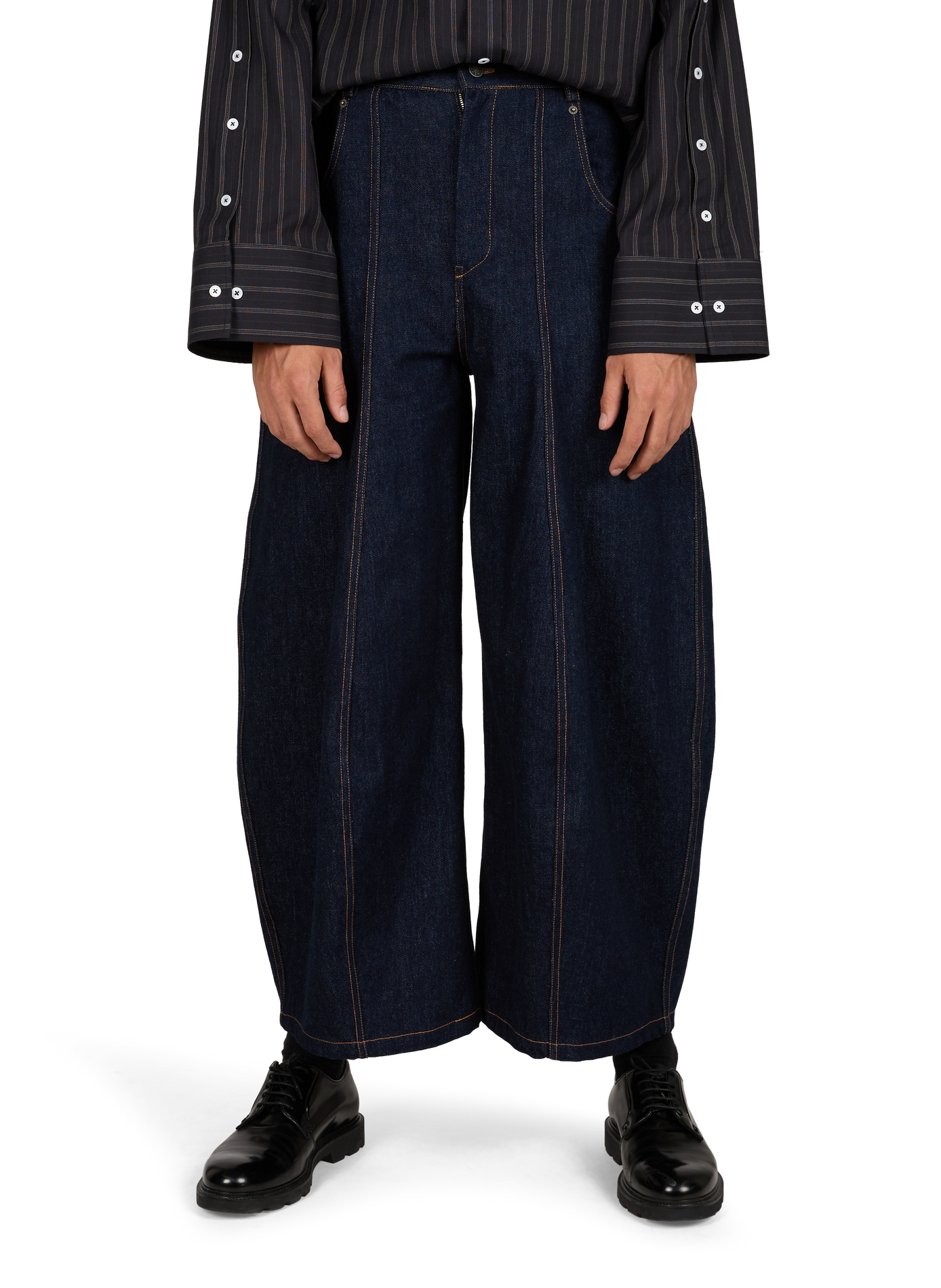 Wijde jeans van ongewassen denim RENÈ Blauw