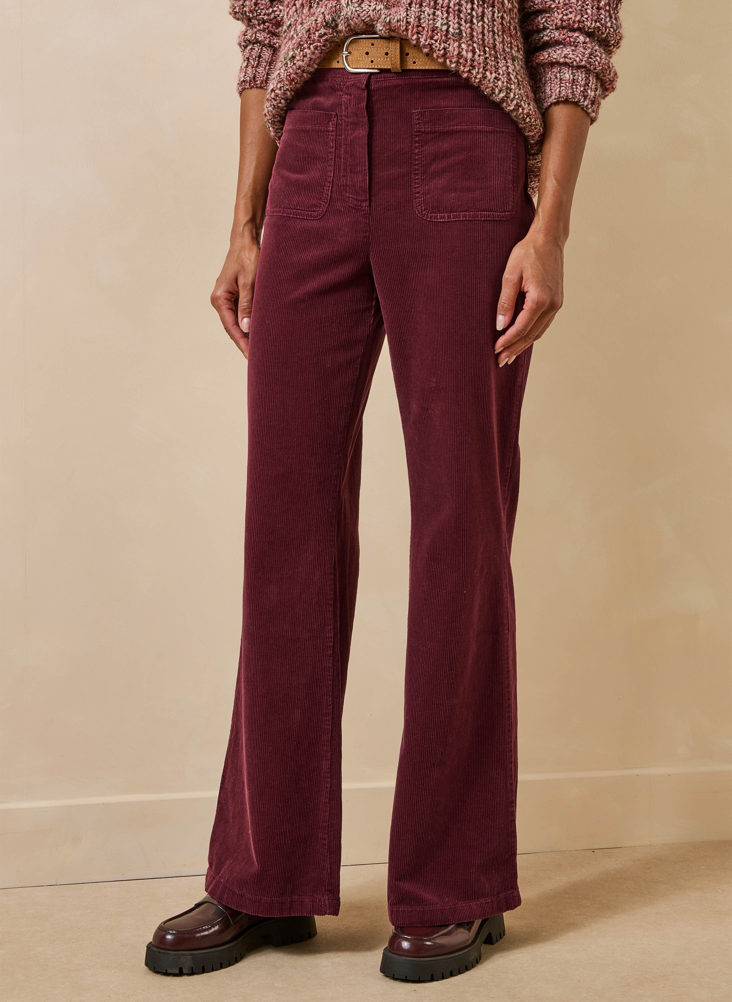 Wijde ribfluwelen broek van katoenmix LA FEE MARABOUTEE Rood