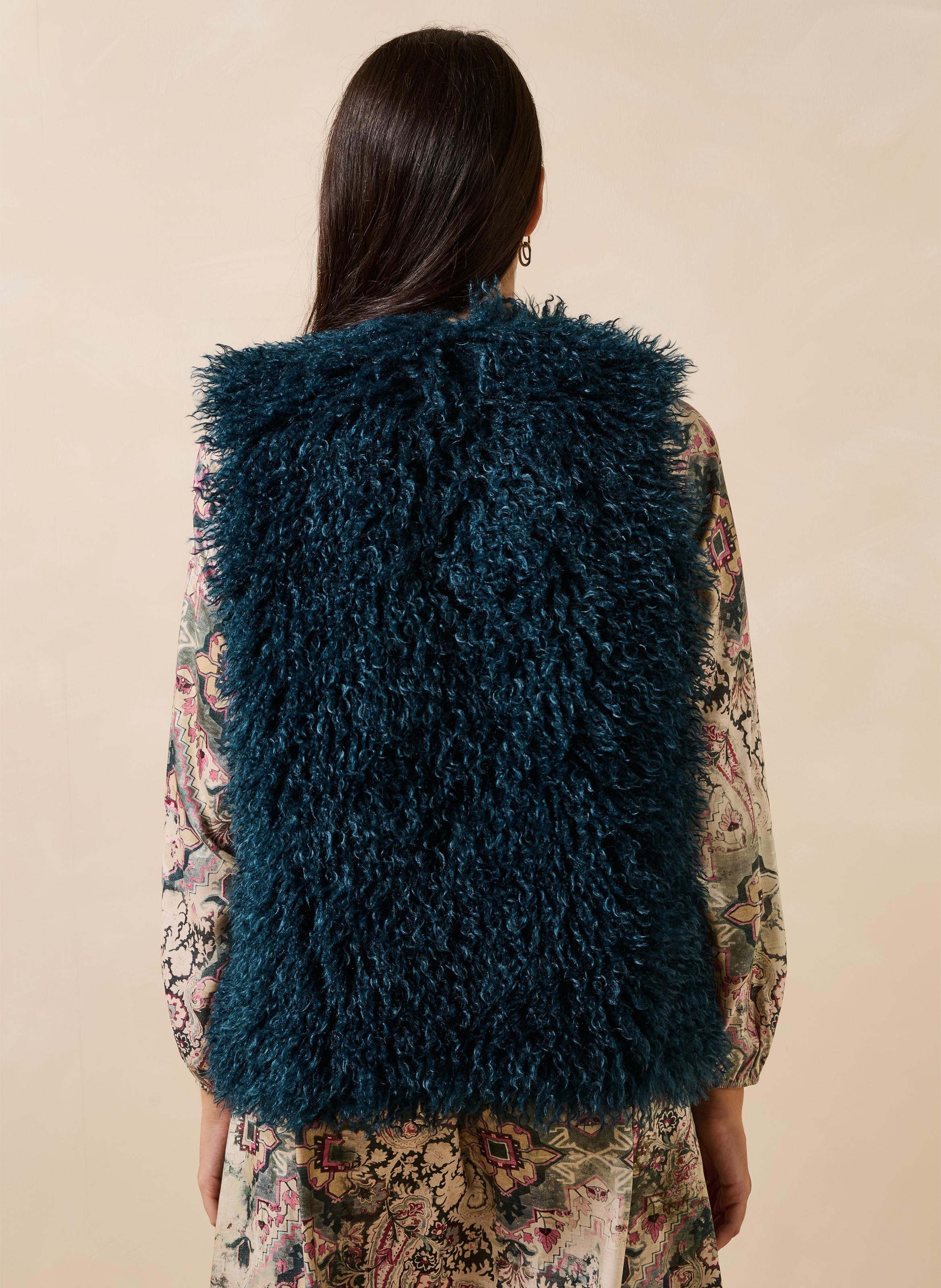 Mouwloos jasje van imitatiebont LA FEE MARABOUTEE Blauw