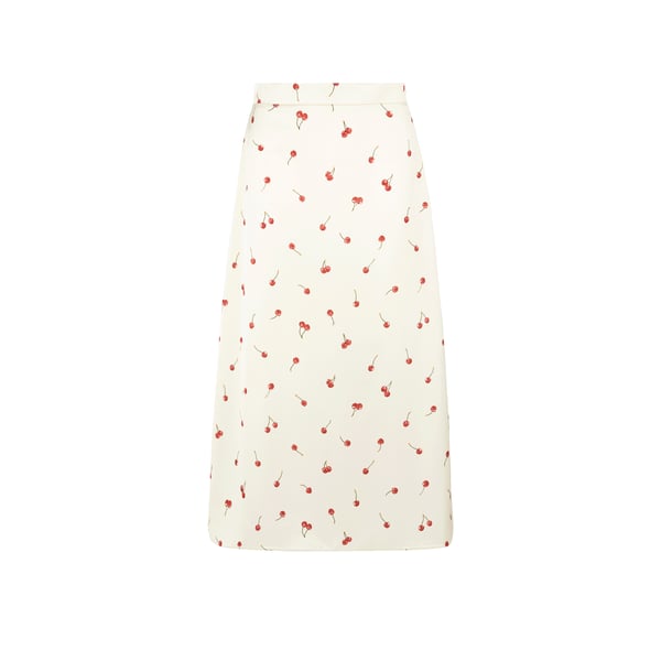 Jupe midi imprimé cerise