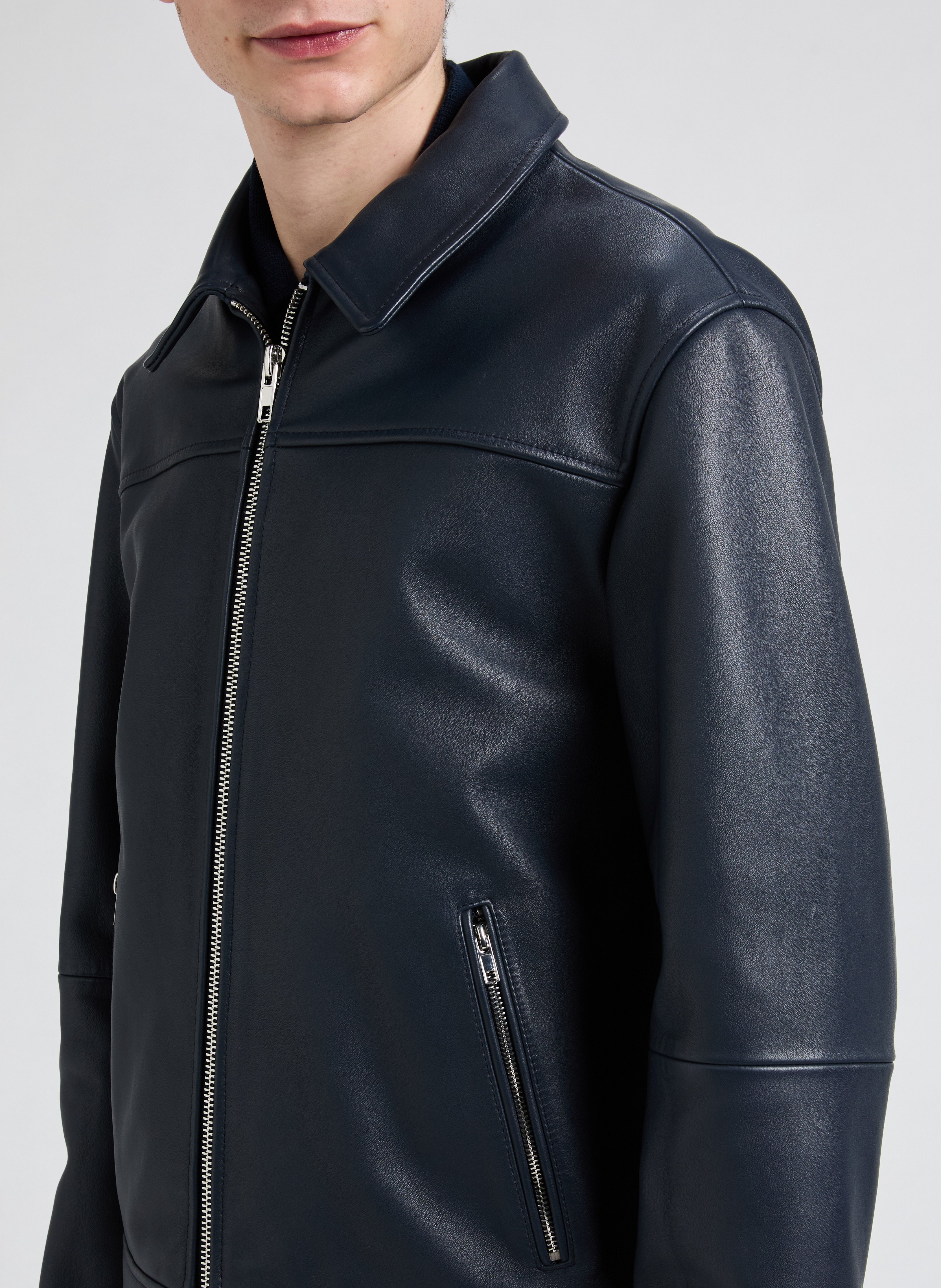Blouson Fool en cuir d'agneau SAISON 1865 Bleu