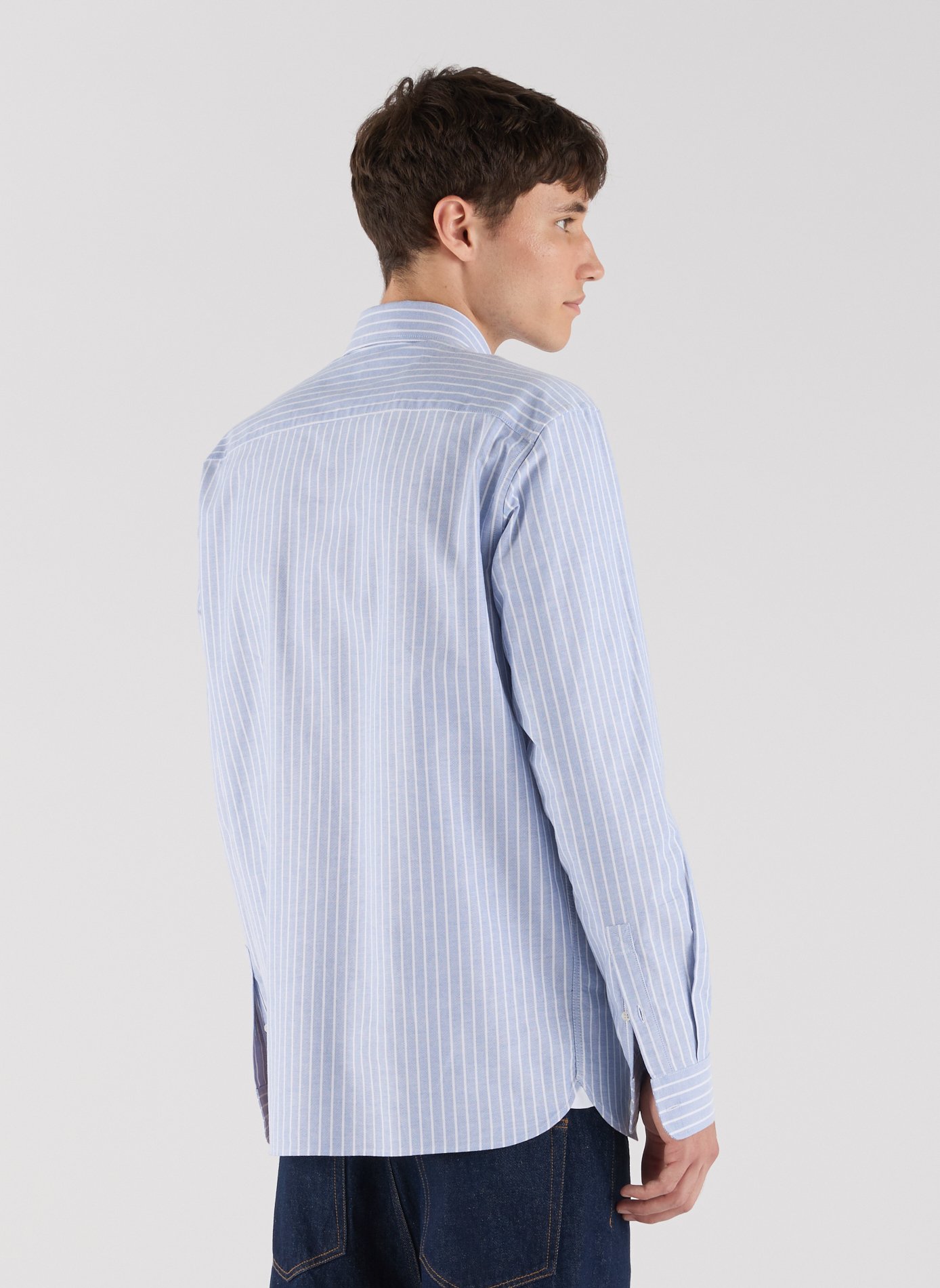 Chemise Gray col américain rayée en coton SAISON 1865 Bleu