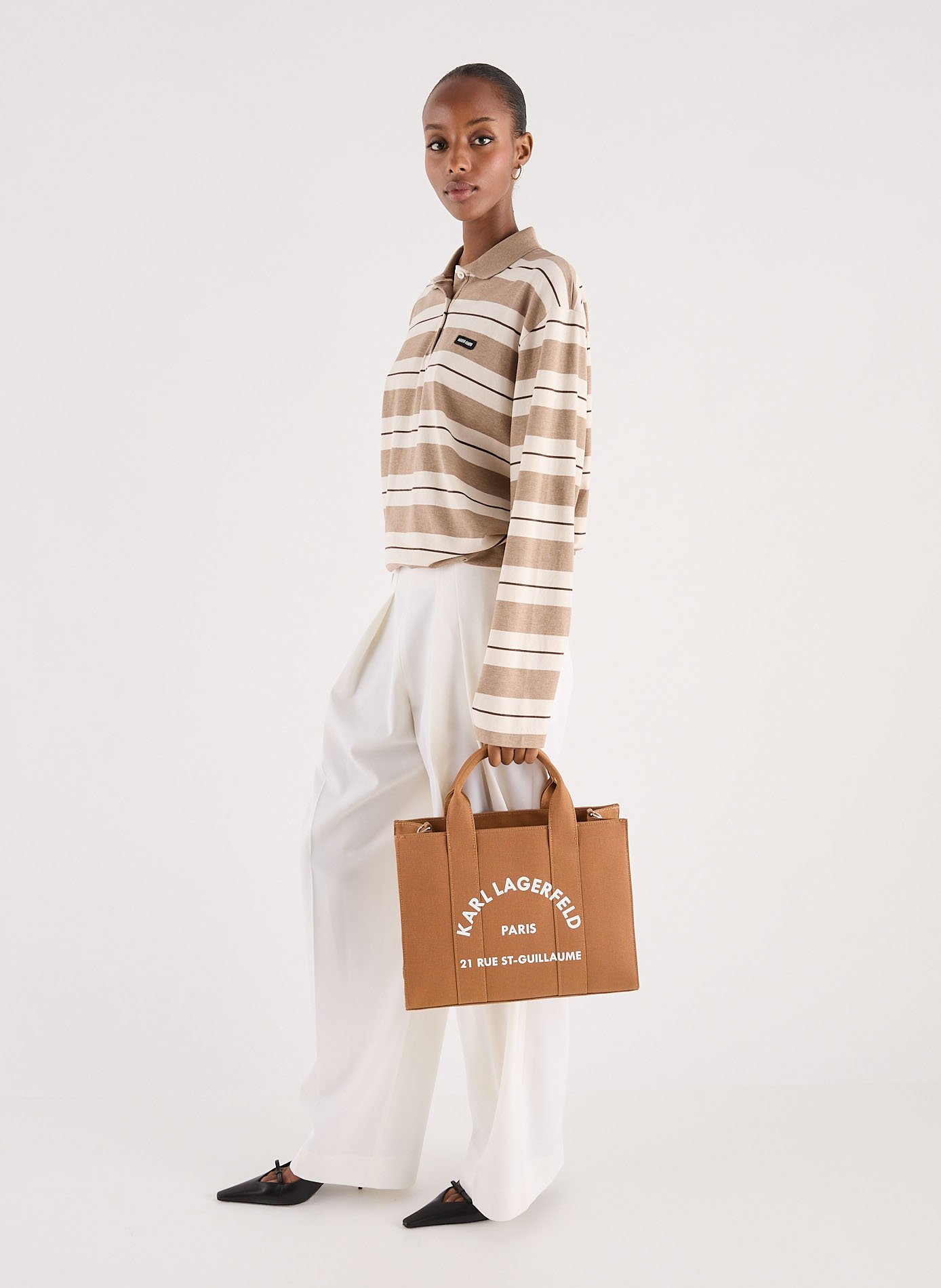 Sac cabas en coton KARL LAGERFELD Marron