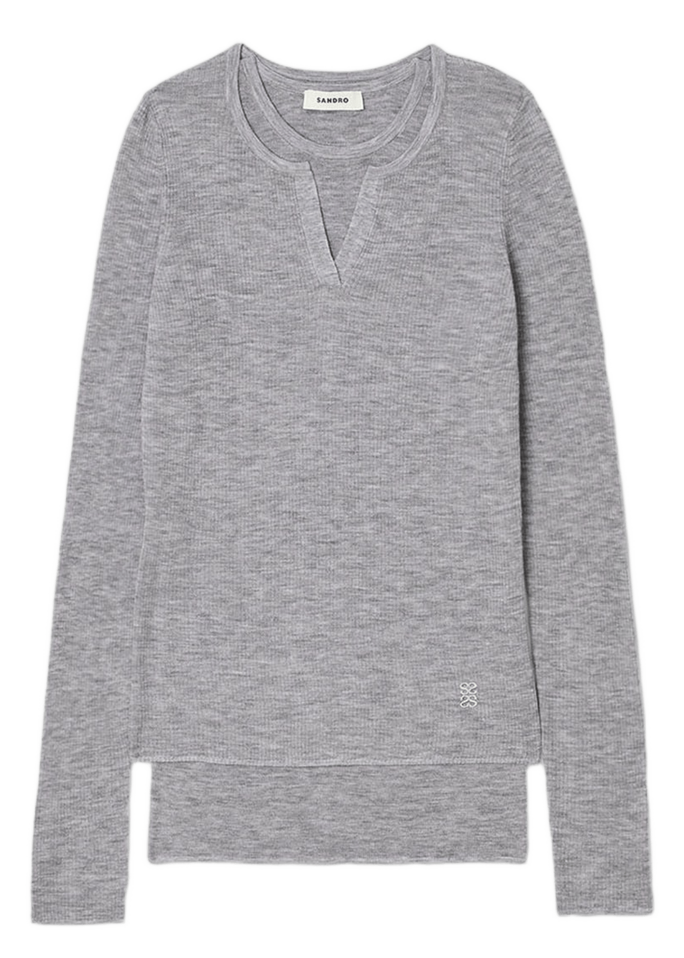 Pull col rond 2 en 1 en laine Gris