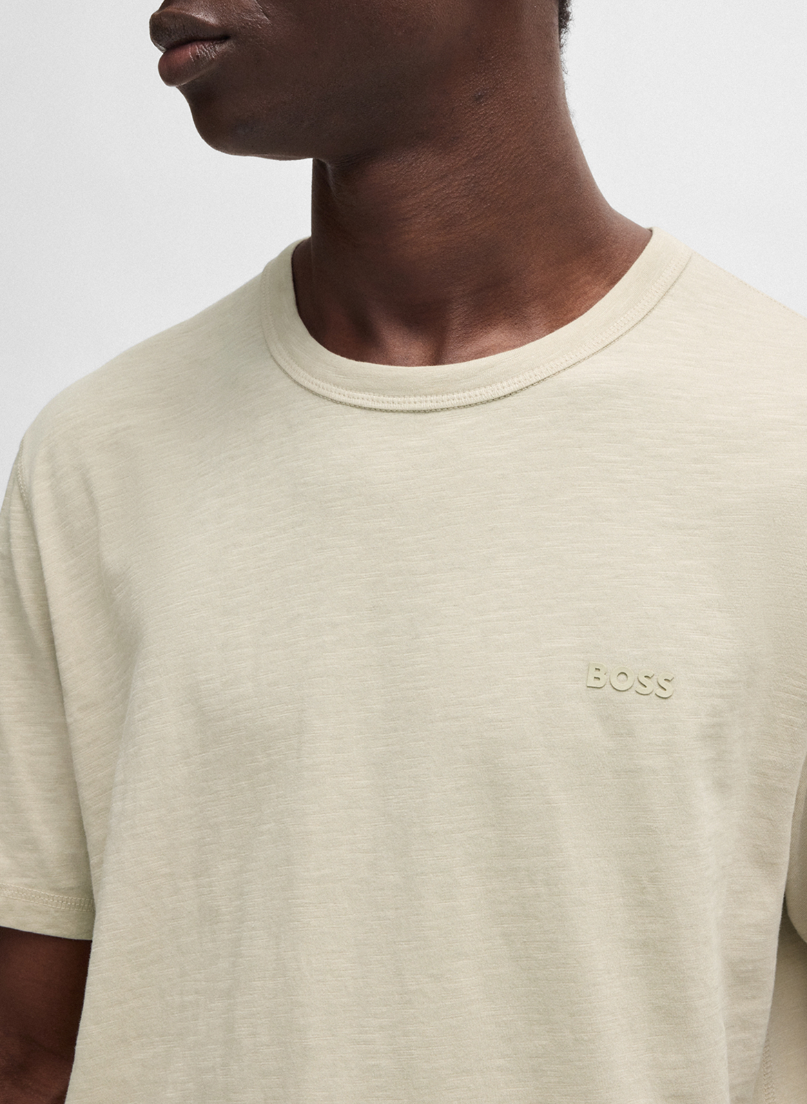 Tee-shirt col rond en coton BOSS Beige