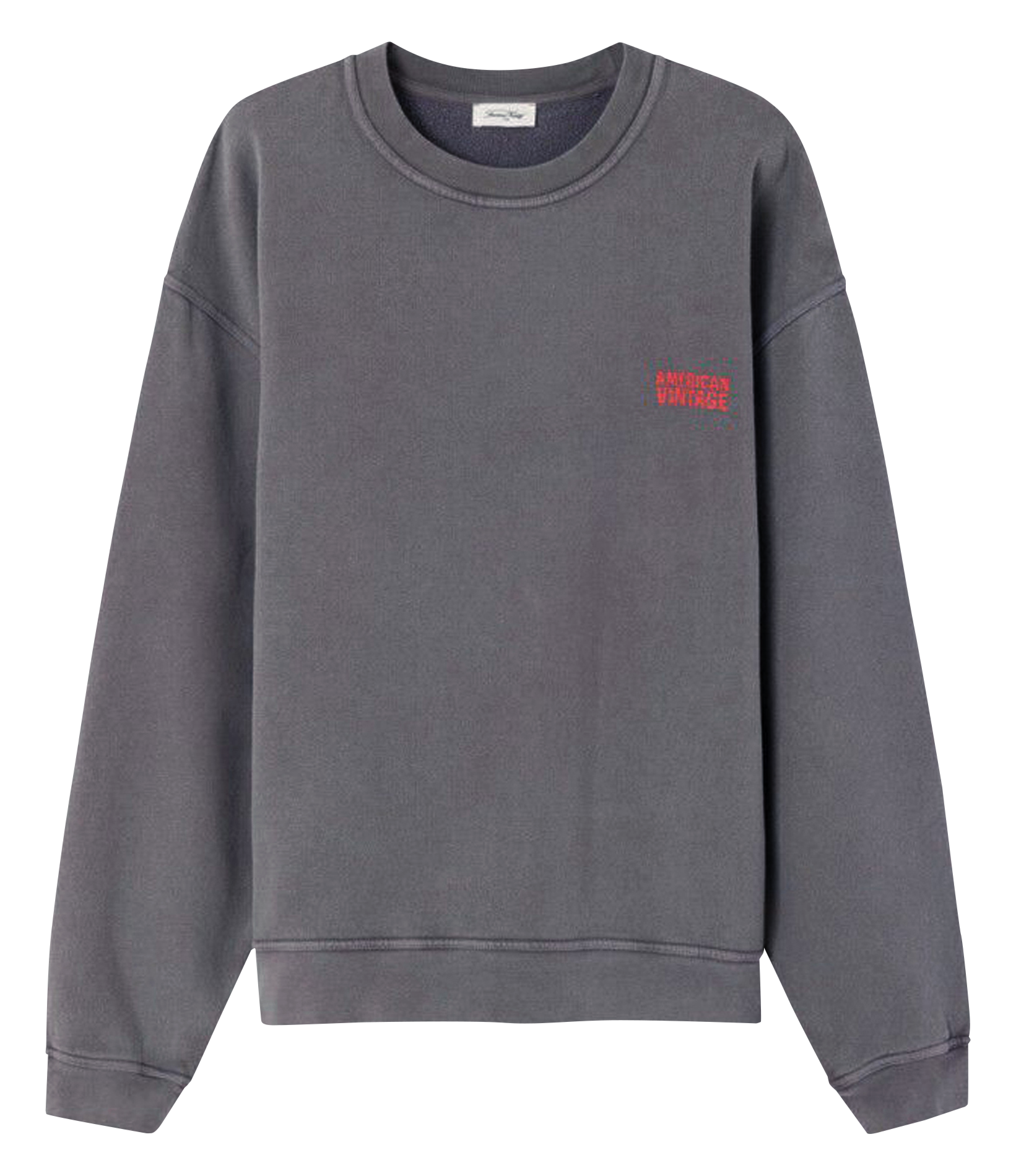 Sweat ample col rond sérigraphié en coton plizzy AMERICAN VINTAGE Gris