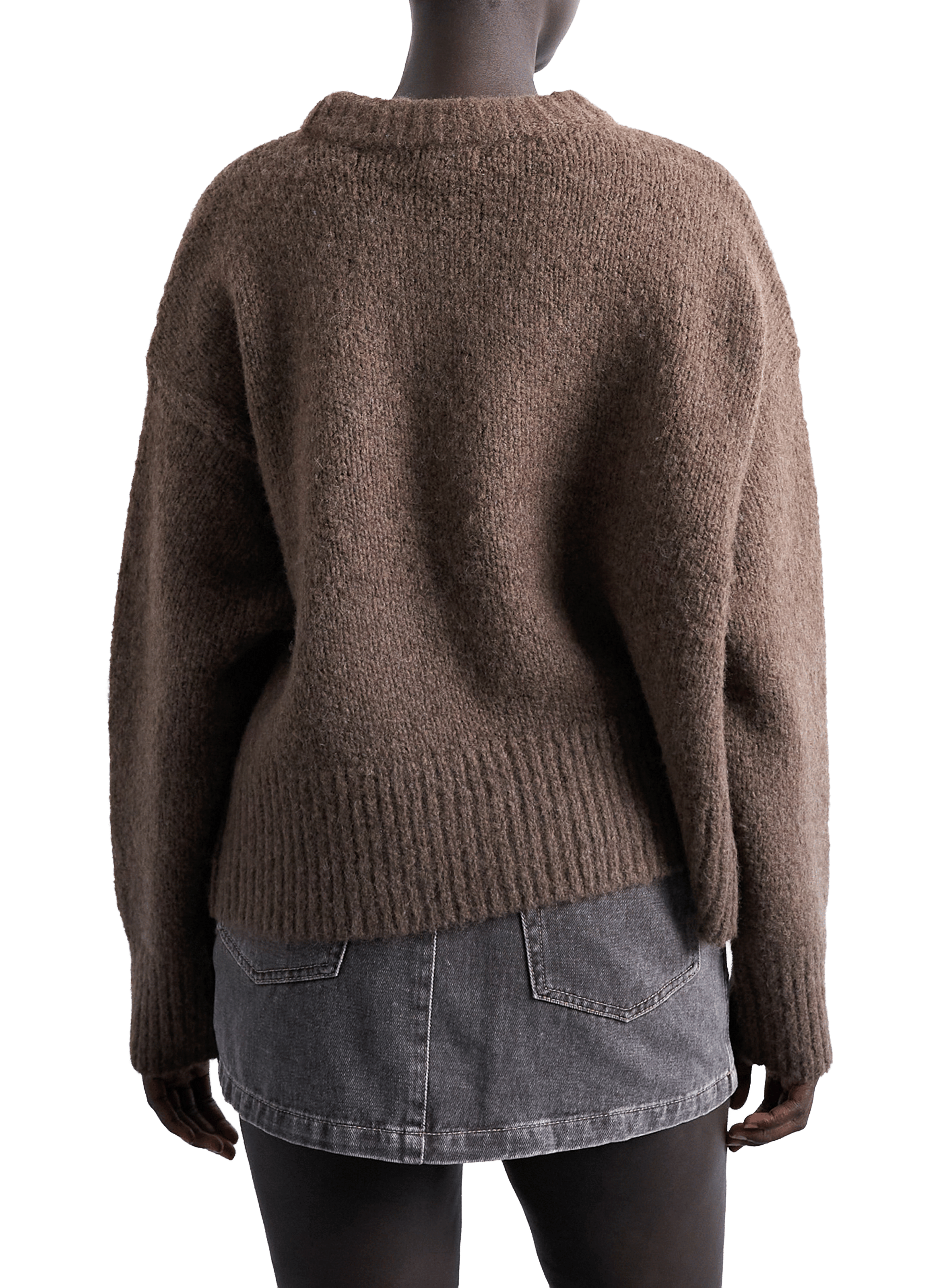 Pull col rond en maille TOPSHOP Marron