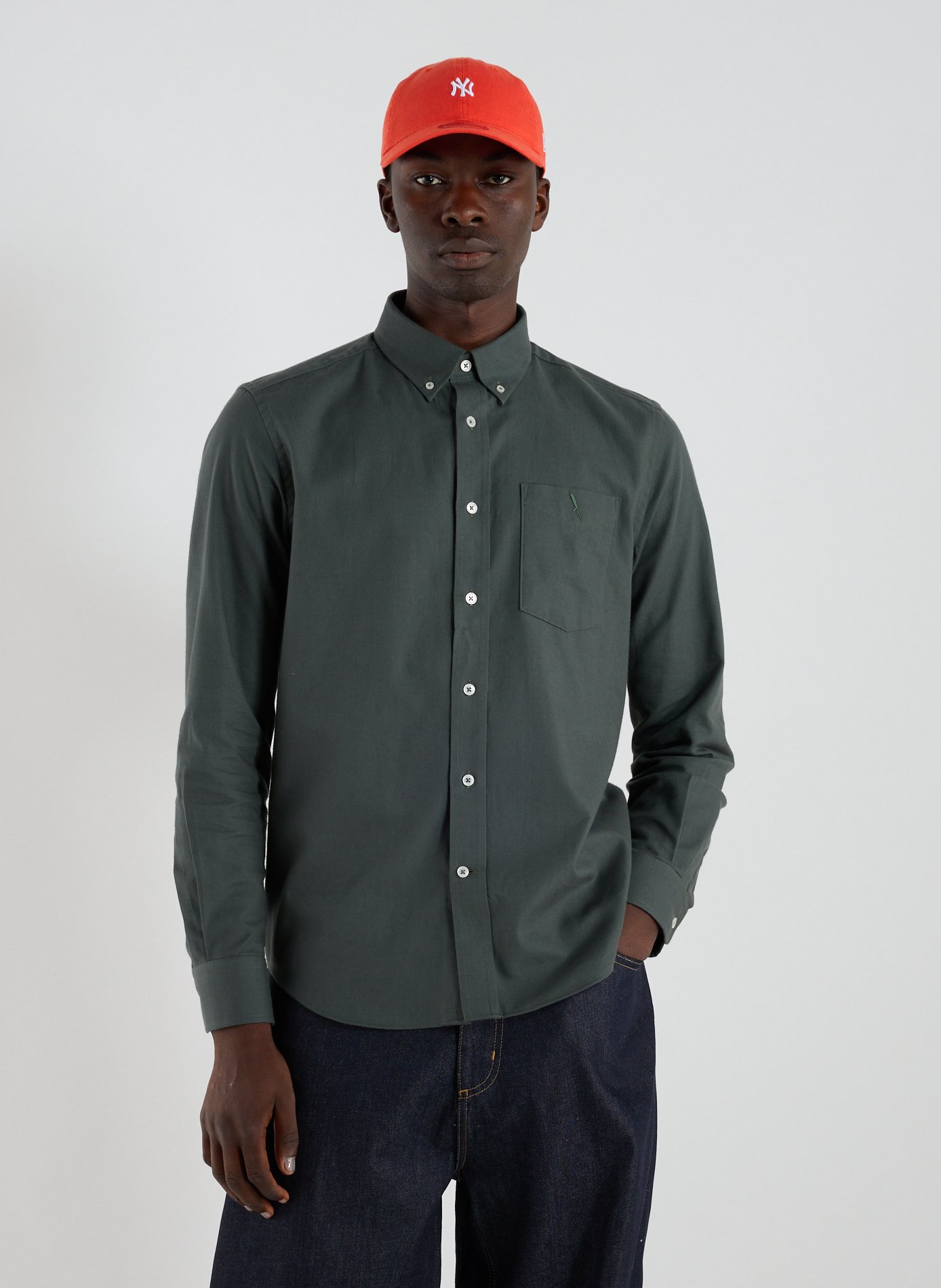 AIGLE American collar cotton shirt Grey