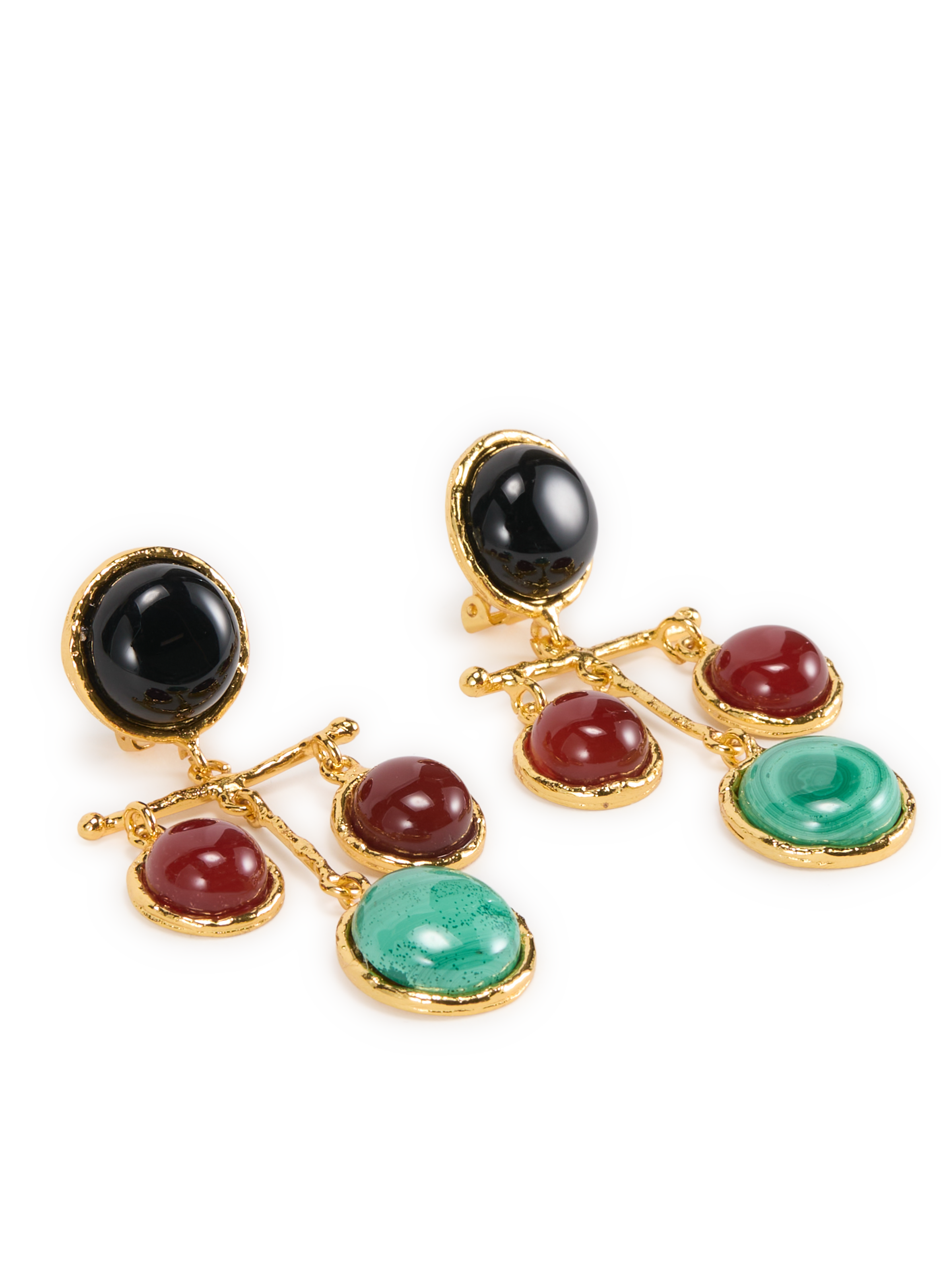 Boucles d'oreille pendantes en laiton et pierre SYLVIA TOLEDANO Multicolore