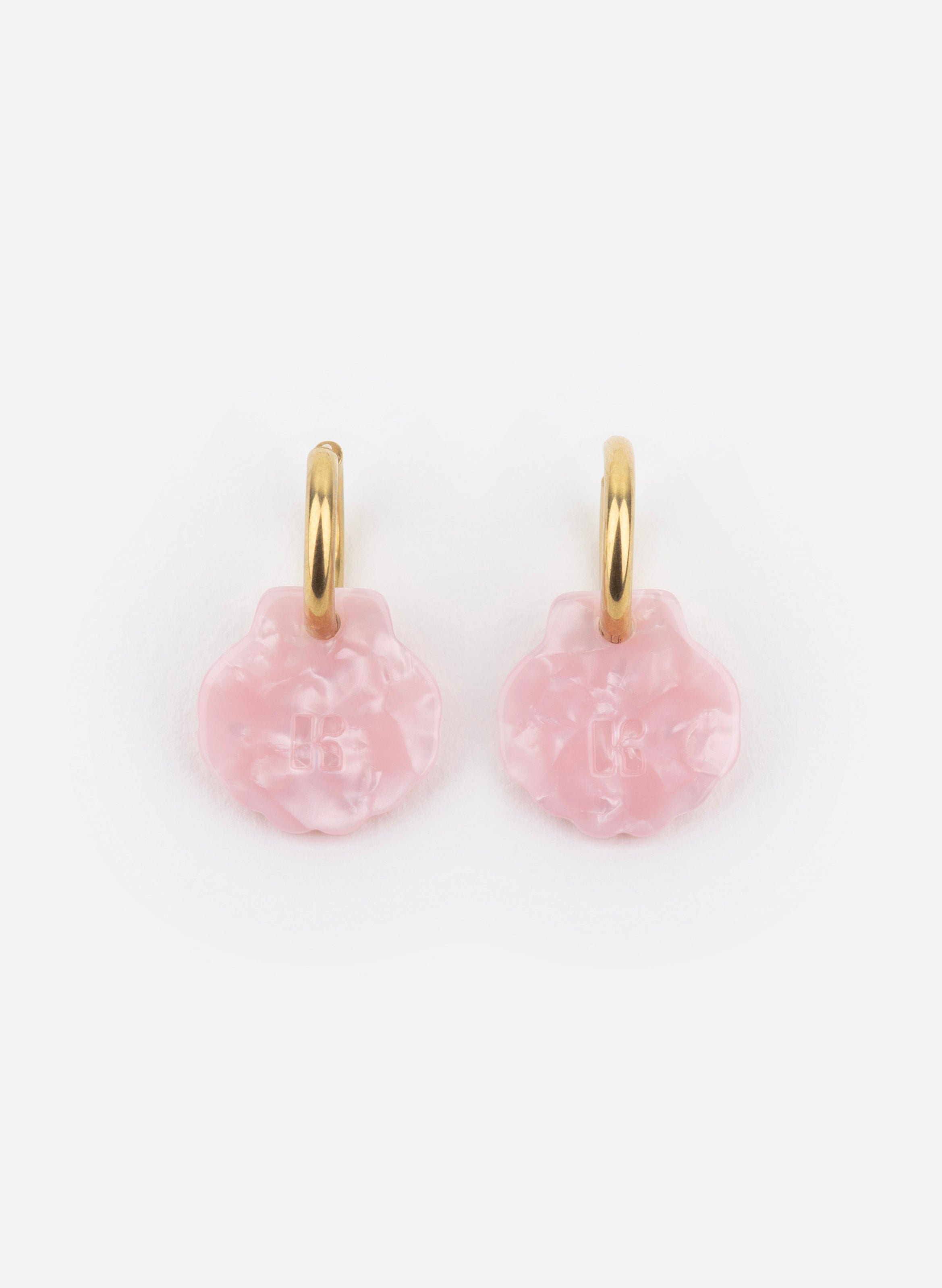 Boucles d'oreilles baby mermaid avec anneaux en acier inoxydable doré KURAGE GINZA Rose