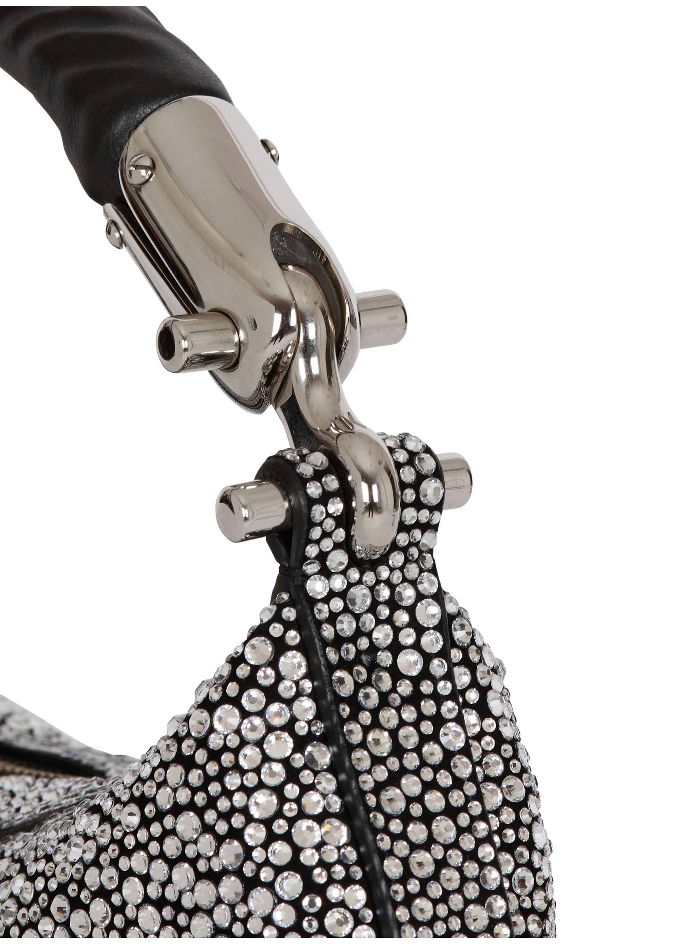 Sac ebene mini en daim et cristaux BALMAIN Argent