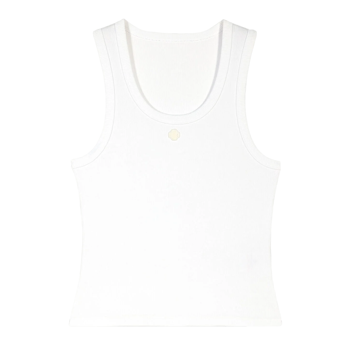 Débardeur droit col rond en coton côtelé MAJE Blanc