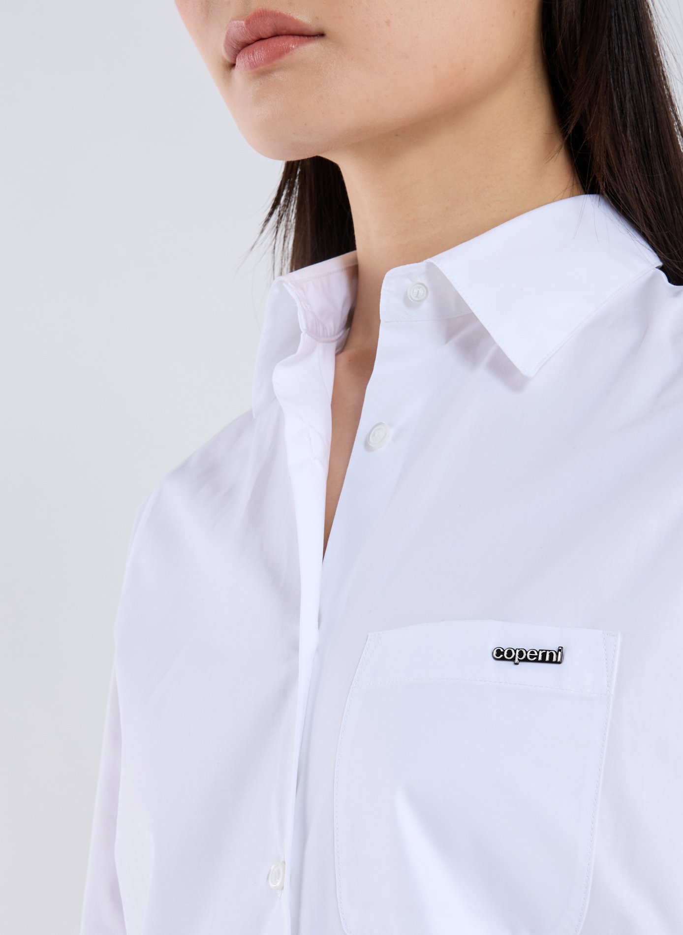 Cotton midi shirt dress with lace COPERNI Multicolour