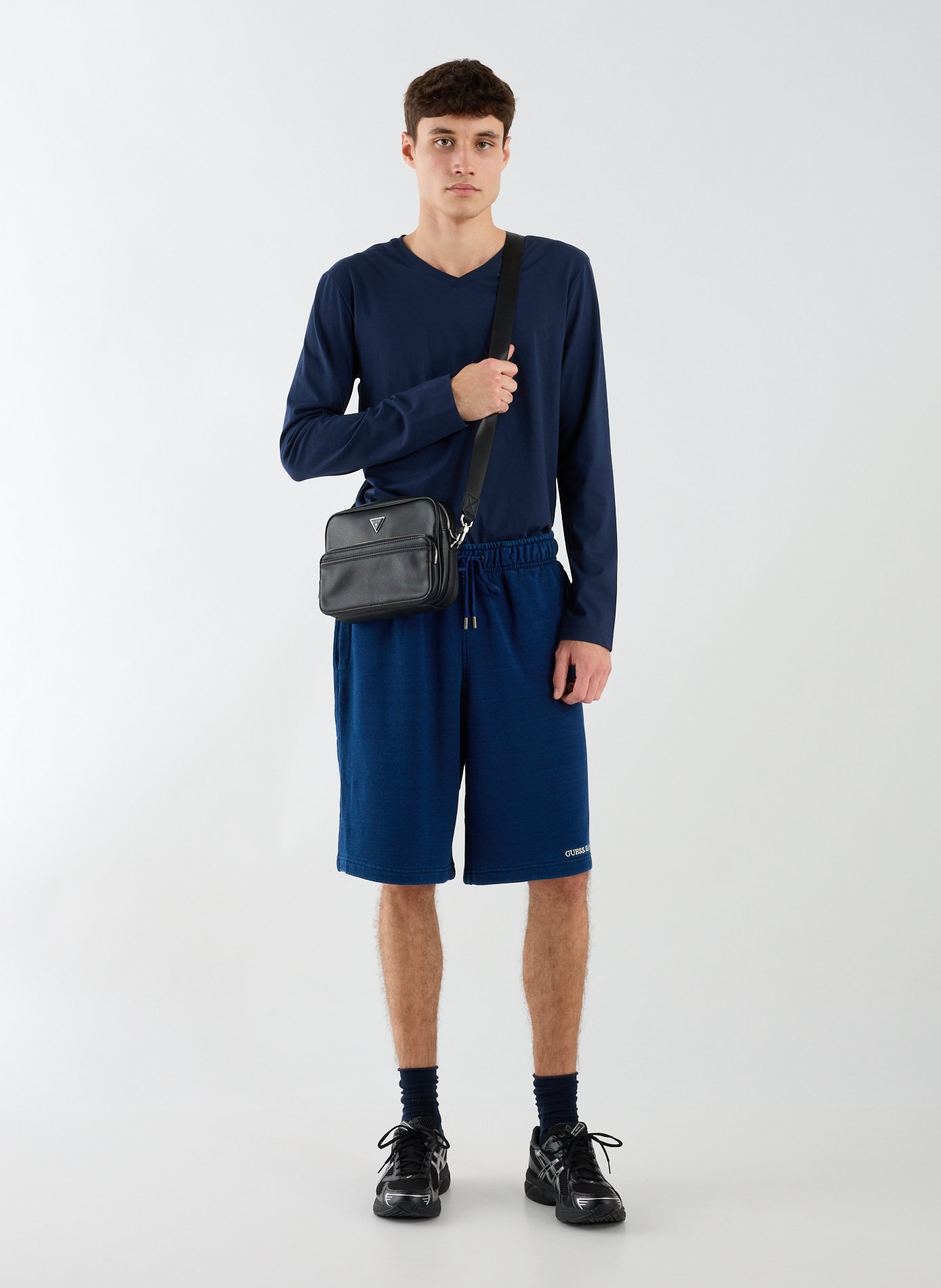 Straight cotton shorts GUESS Blue