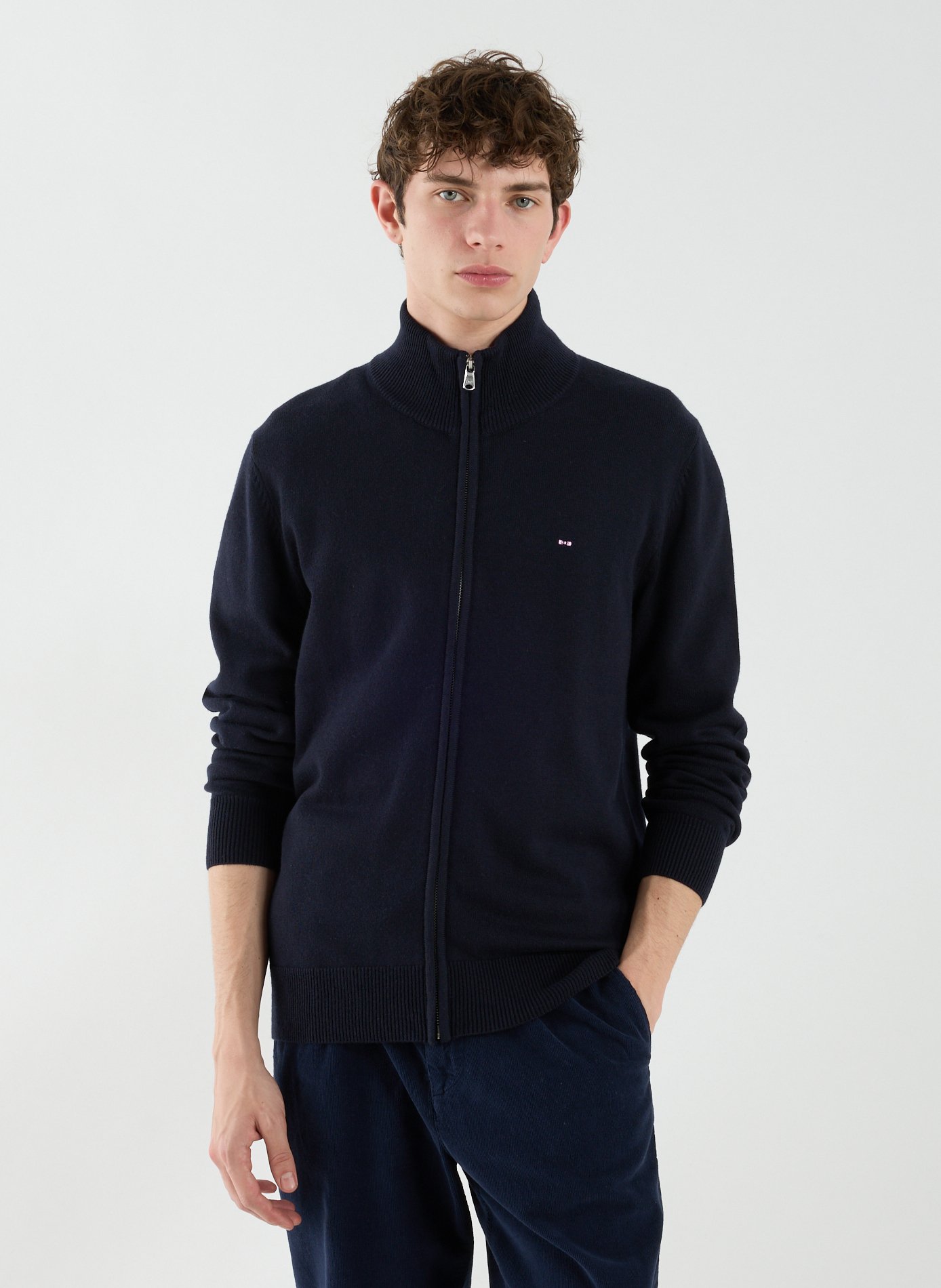 Cotton and wool knitted vest EDEN PARK Blue