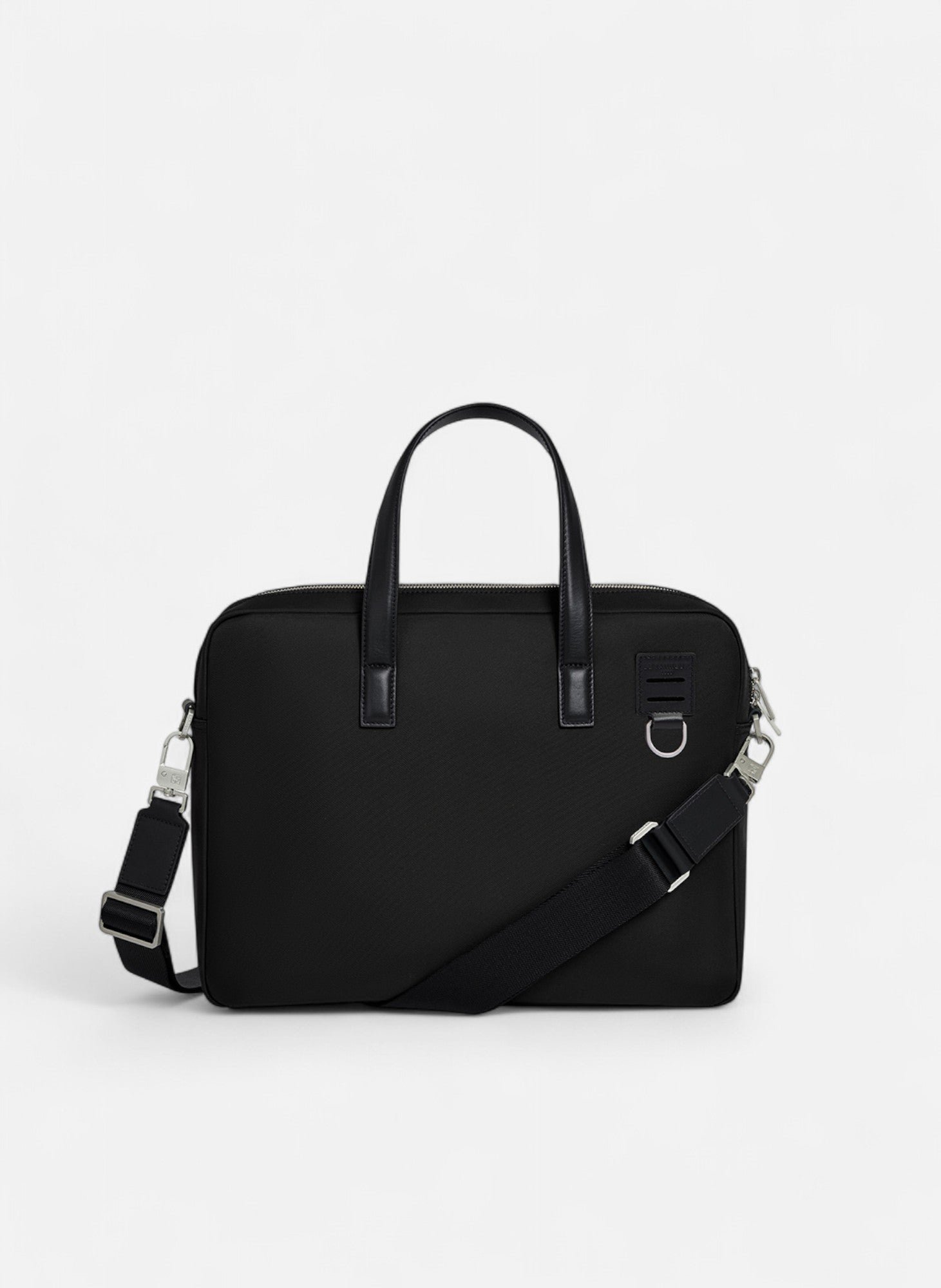 Porte documents 15" basile en toile nylon et cuir lisse NoirLE TANNEUR