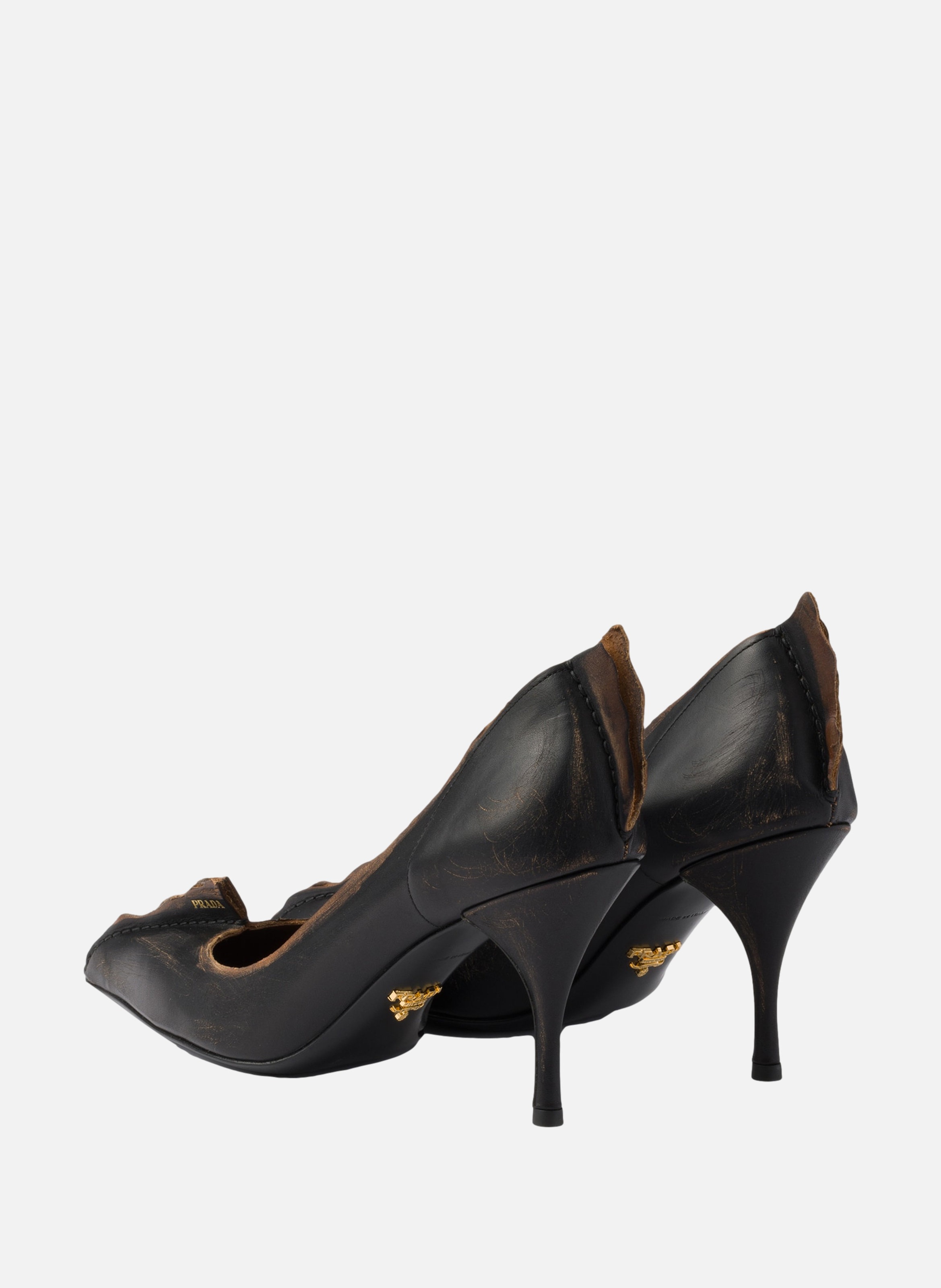 Escarpins en cuir vieilli PRADA Noir