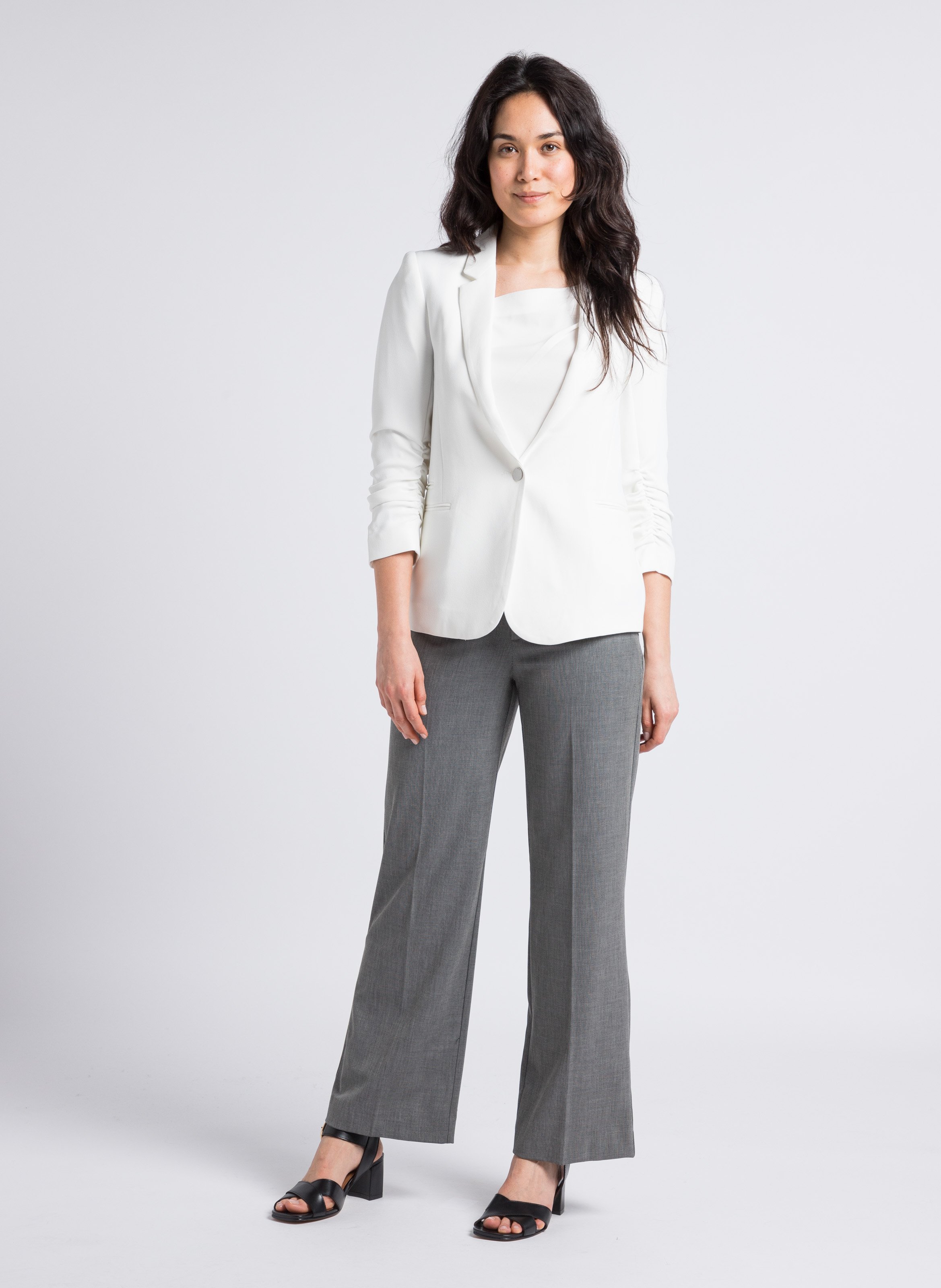 Veste droite col tailleur en crêpe IKKS Blanc