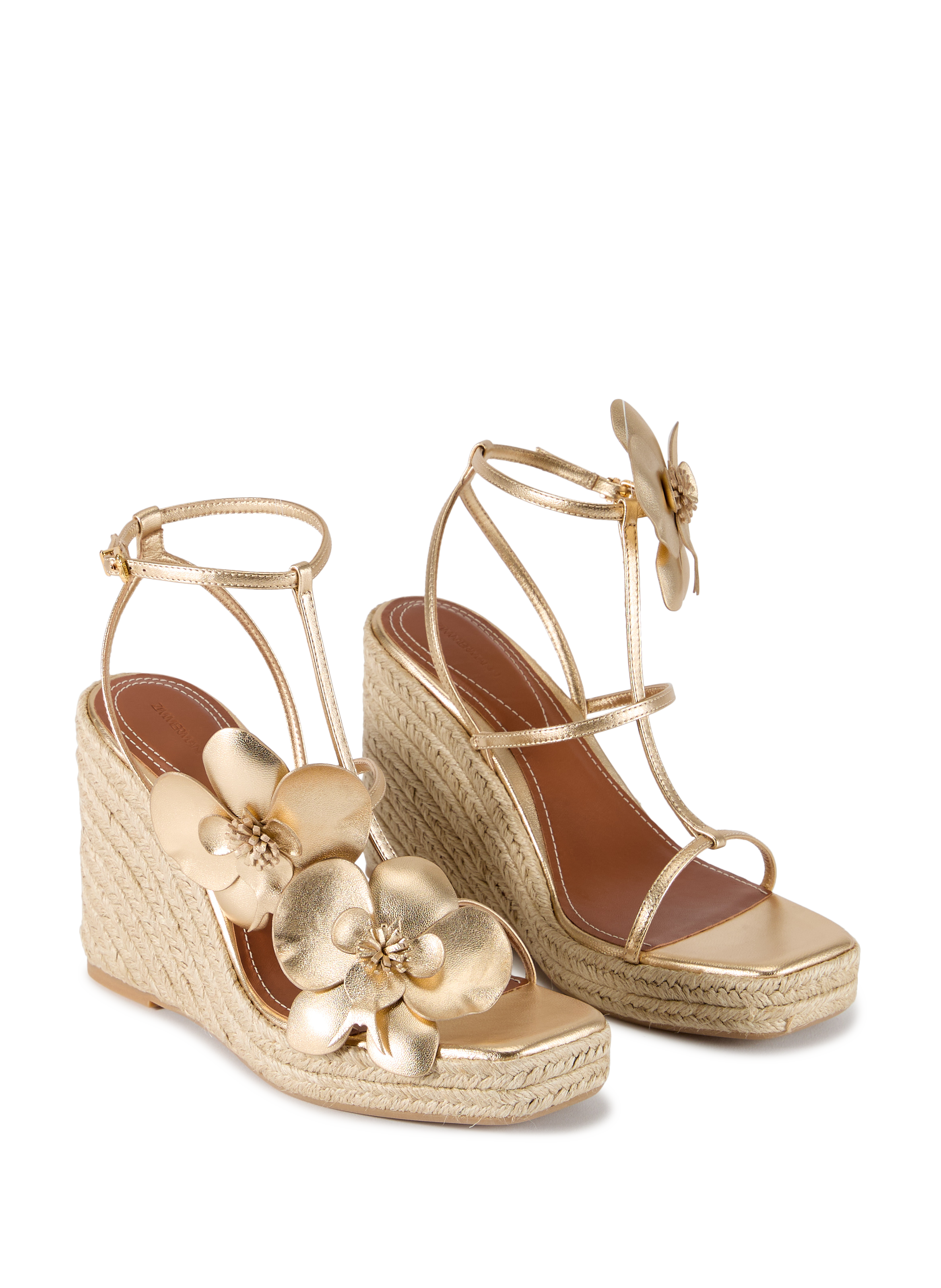 Sandales à semelle compensée en cuir ZIMMERMANN Doré