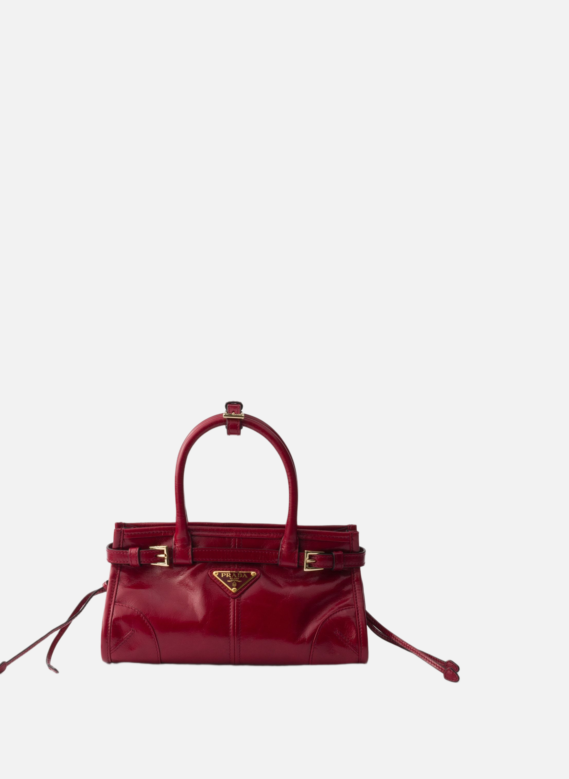 Mini sac à main prada bonnie en cuir PRADA Rouge