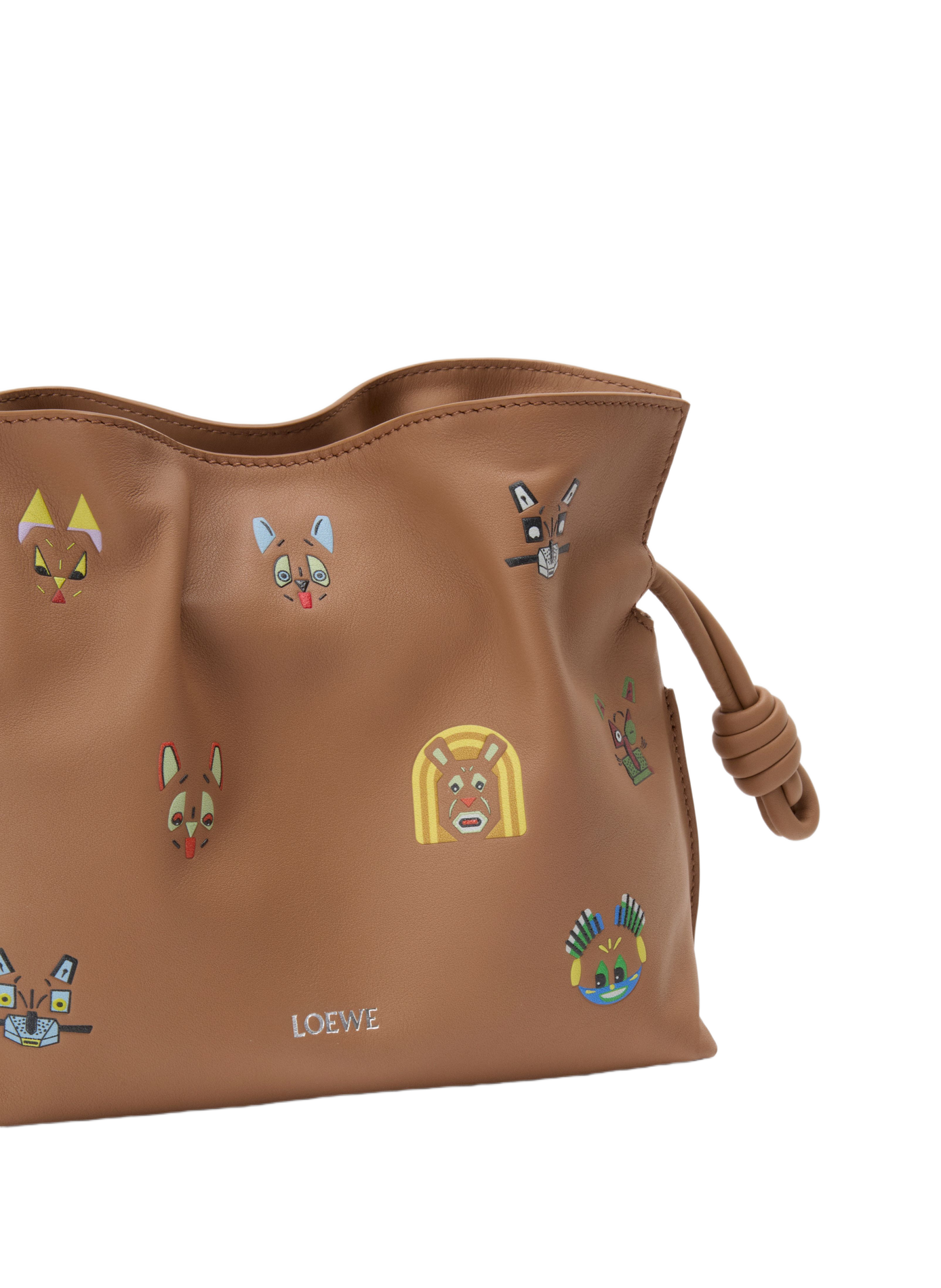 LOEWE x Louis Wain - Mini Flamenco Clutch Cats aus Nappaleder LOEWE Braun
