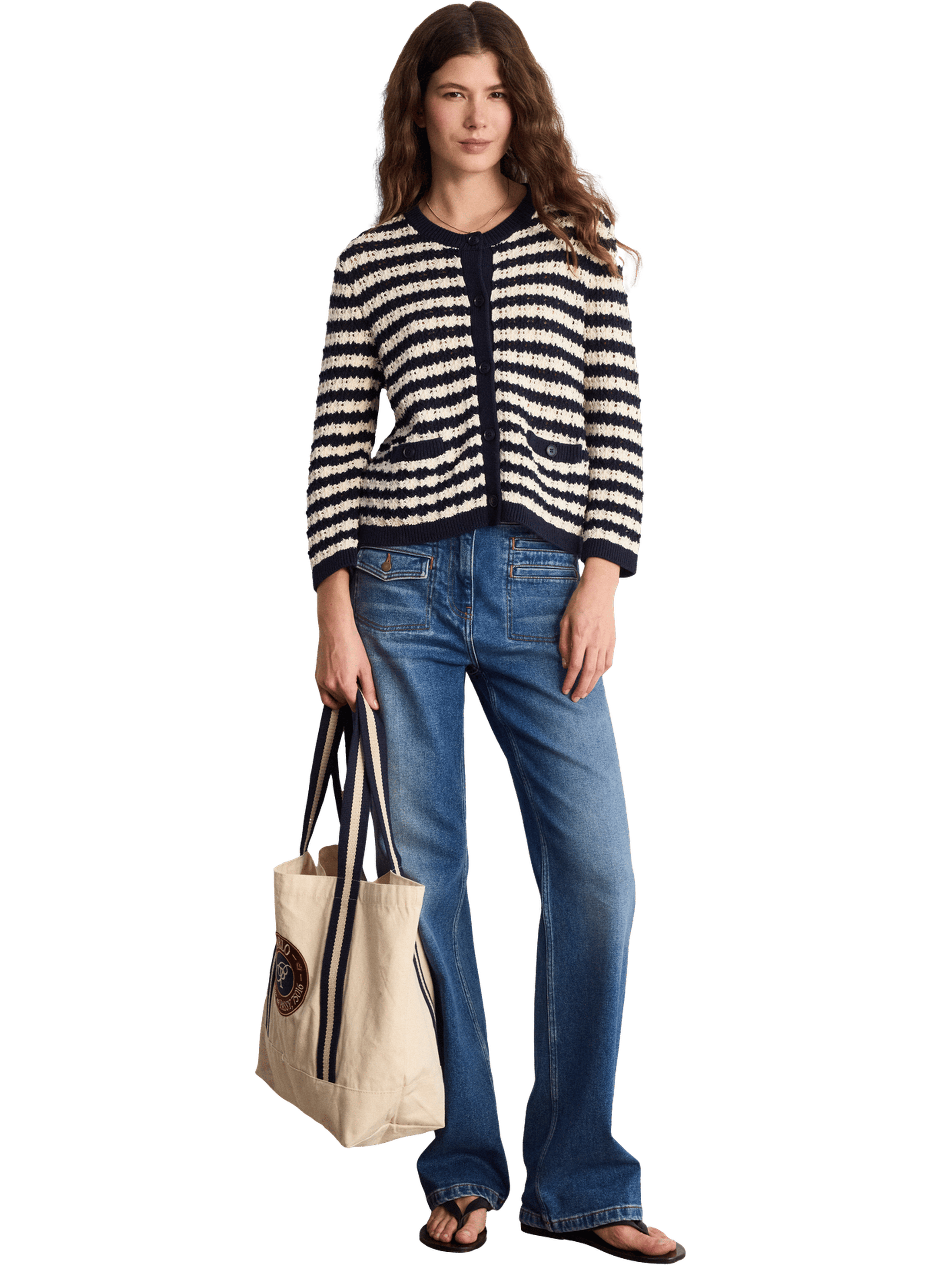 Gilet rayé en crochet - luisa PABLO Bleu