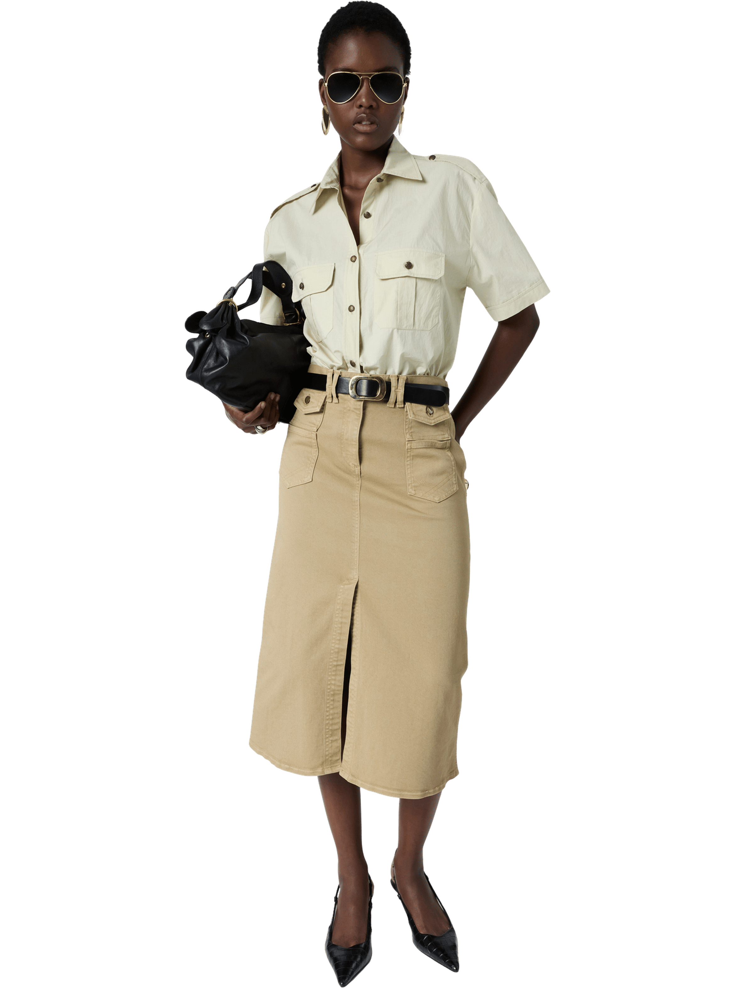 Jupe droite en denim - emma GERARD DAREL Beige