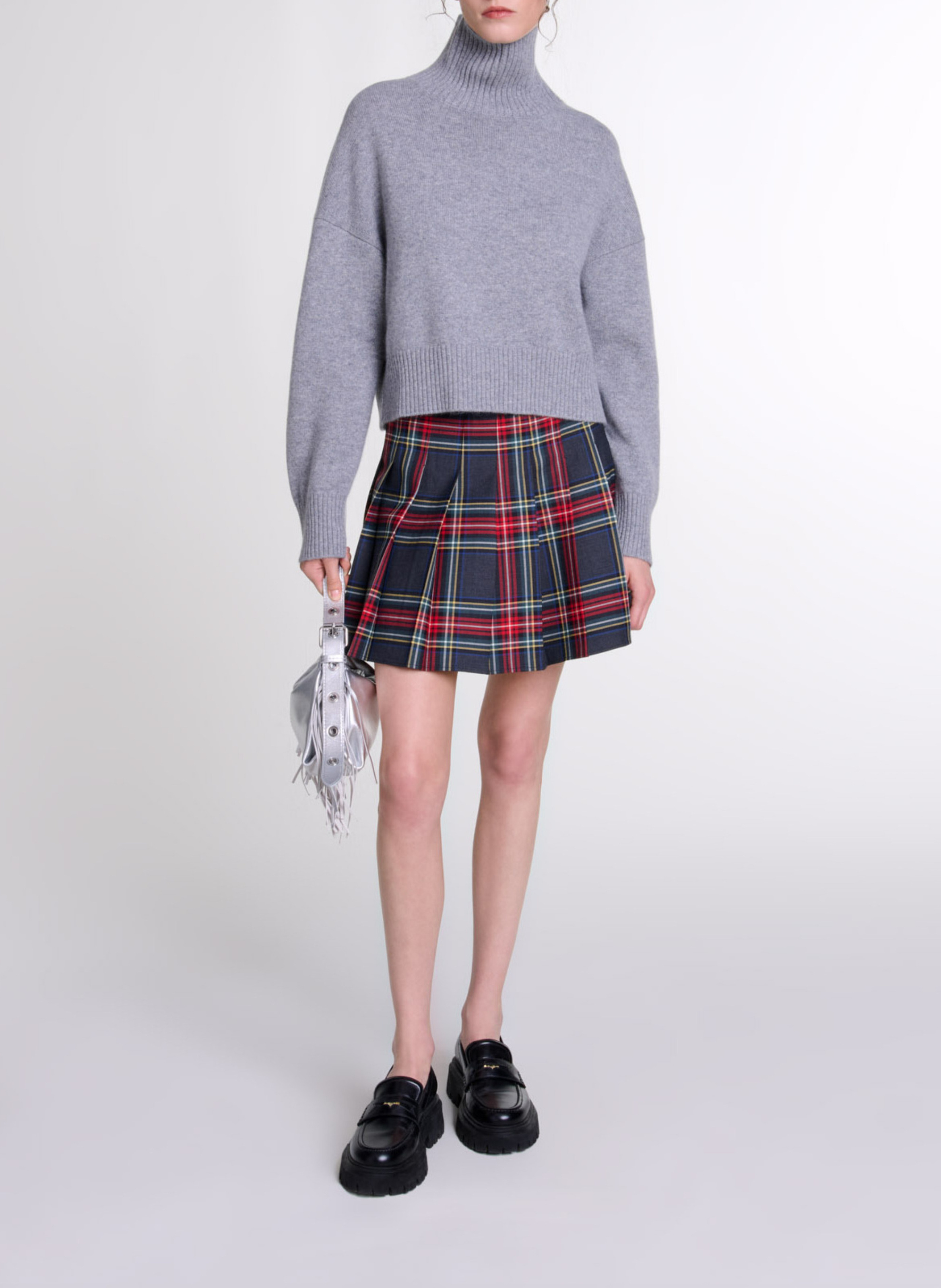 Pull court en cachemire mélangé MAJE Gris